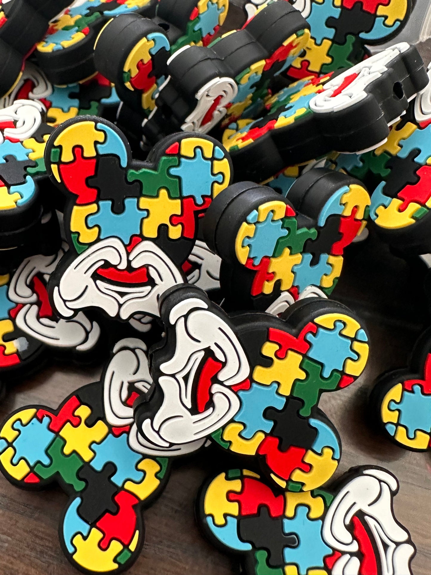 Autism Awareness Puzzle Focal Beads/ beadable pen/ Silicone bead/ keychain bead/ style #2