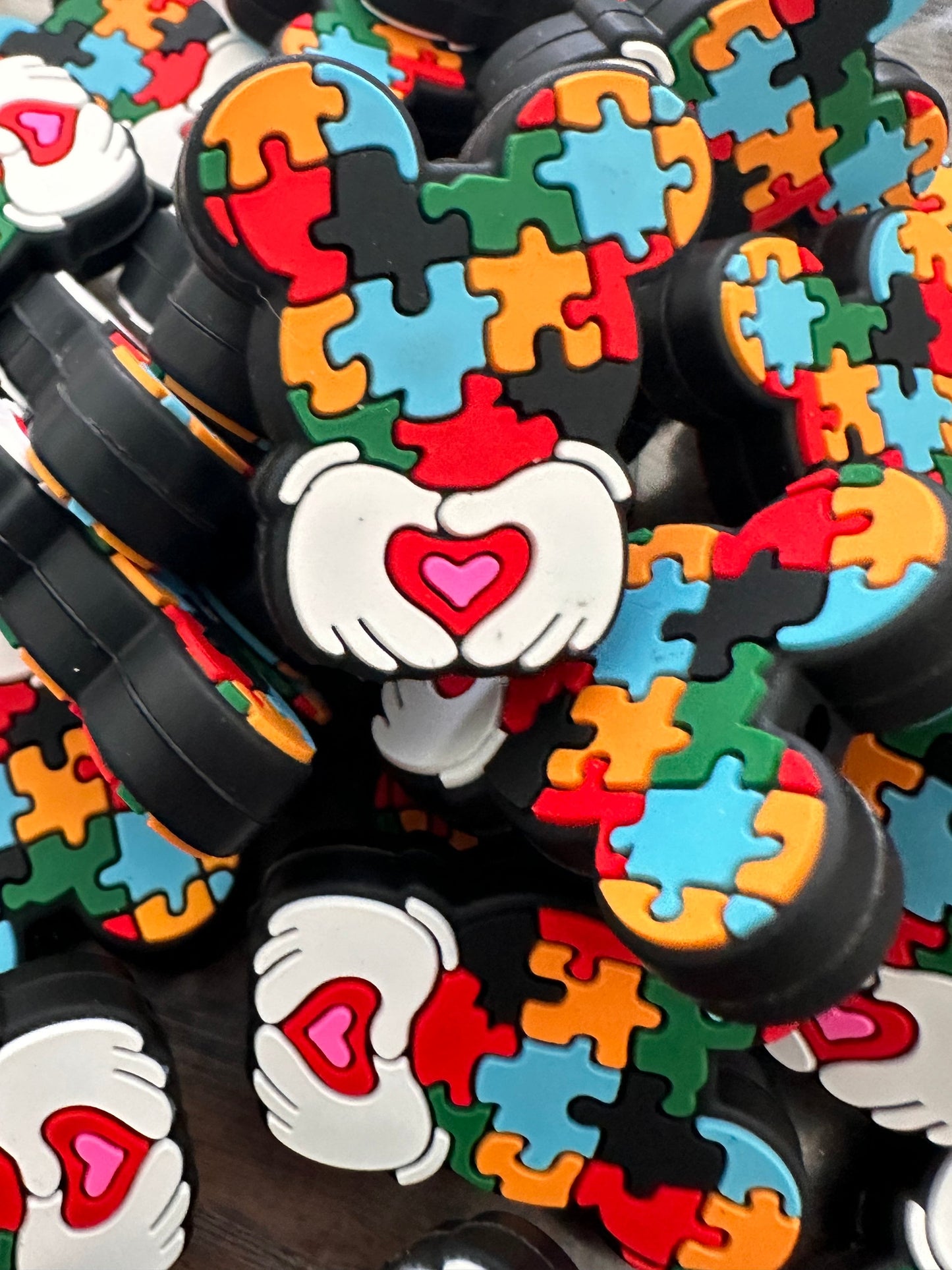 Autism Awareness Puzzle Focal Beads/ beadable pen/ Silicone bead/ keychain bead/ style #2