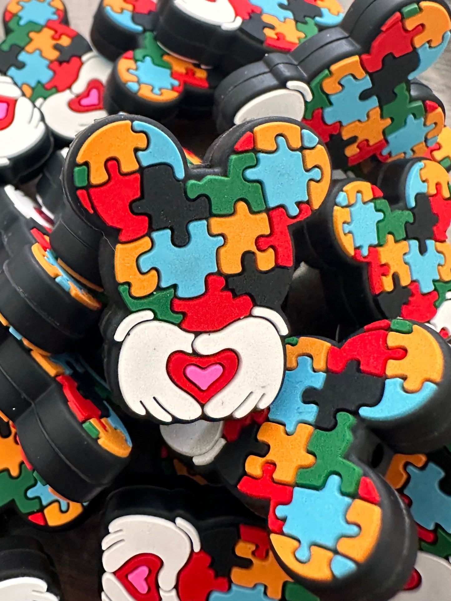Autism Awareness Puzzle Focal Beads/ beadable pen/ Silicone bead/ keychain bead/ style #2