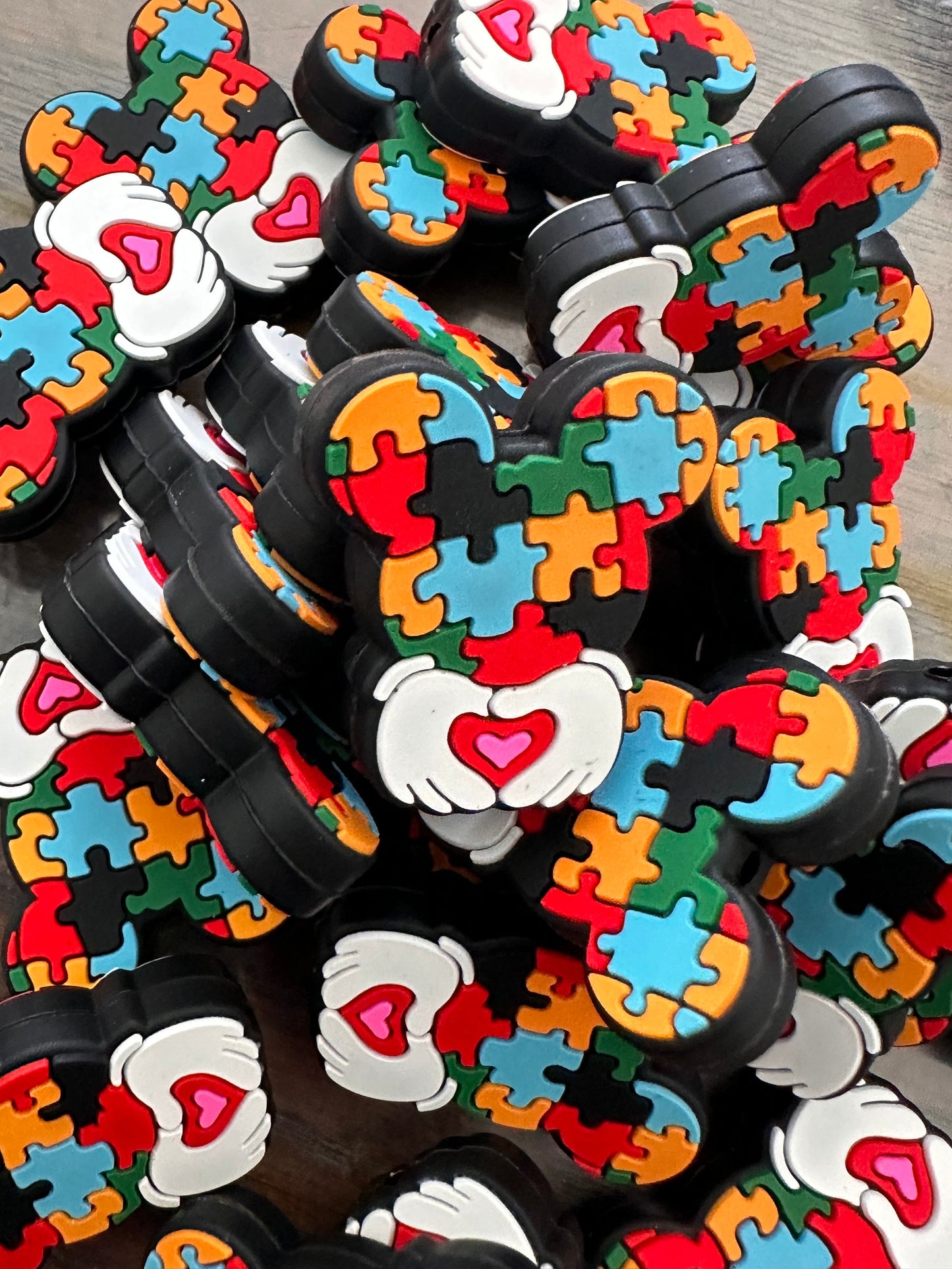 Autism Awareness Puzzle Focal Beads/ beadable pen/ Silicone bead/ keychain bead/ style #2