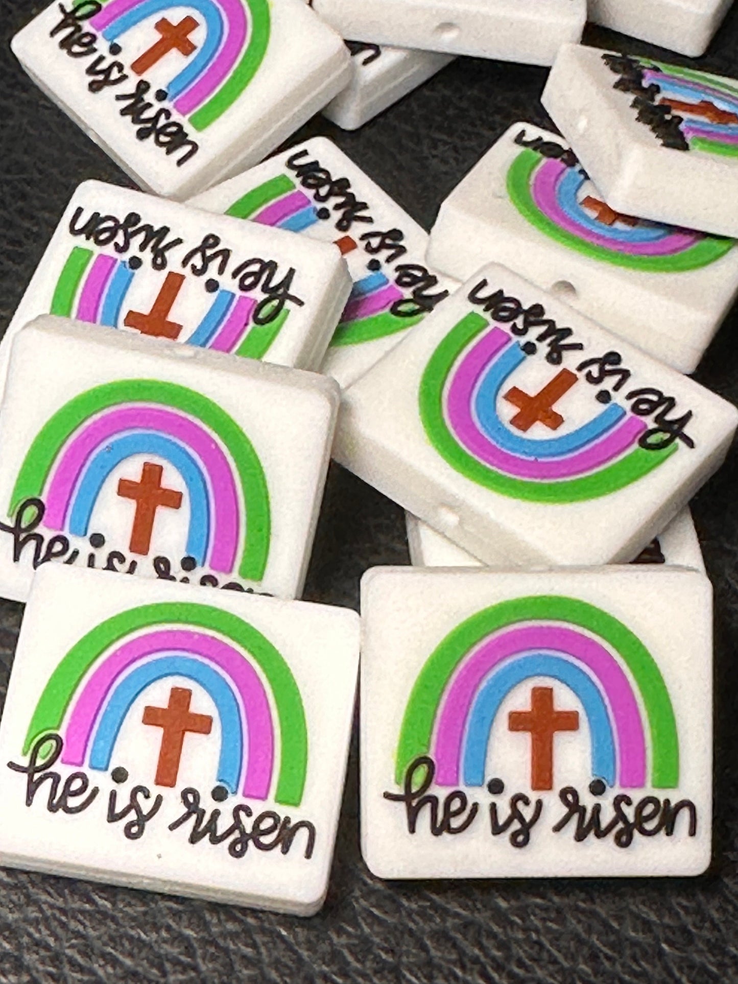 Rainbow Focal Bead/ beadable pen/ Silicone bead/ Jesus/ Easter/ rainbow/cross/he is risen #1
