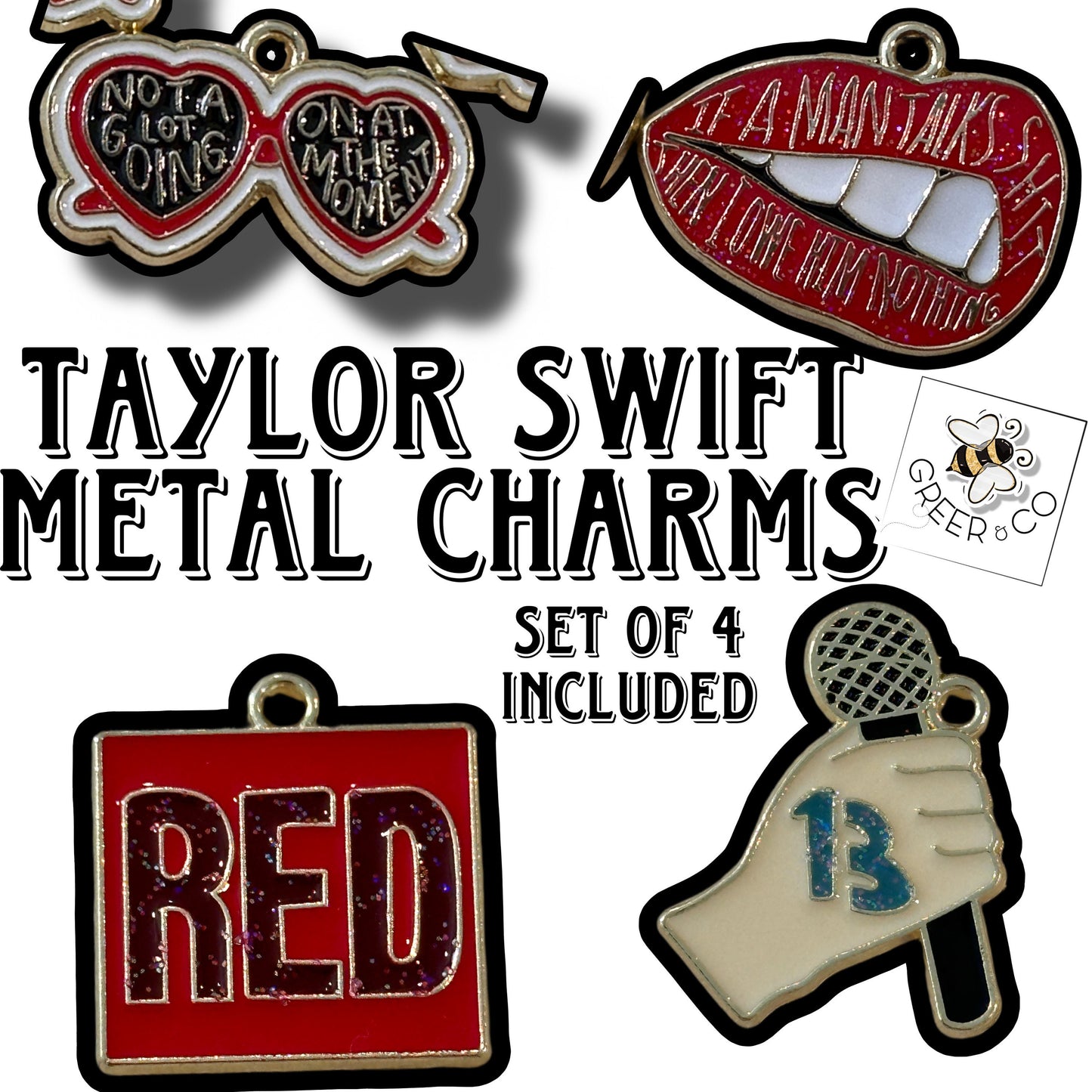 Taylor Swift gold enamel charms/ jewelry charms/ charm bracelet DIY