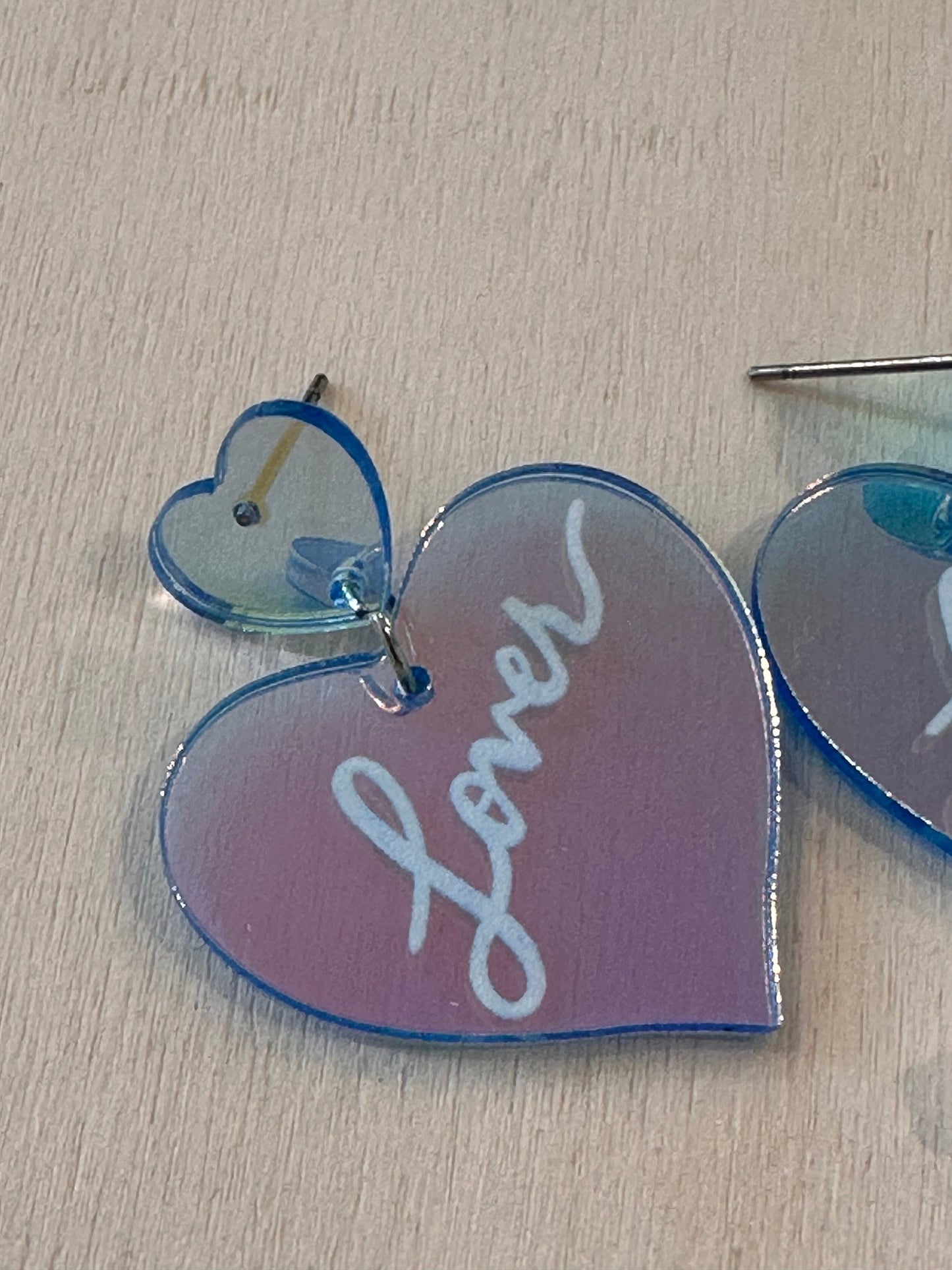 Taylor Swift acrylic laser cut earrings that say Lover/ Swiftie/ jewelry