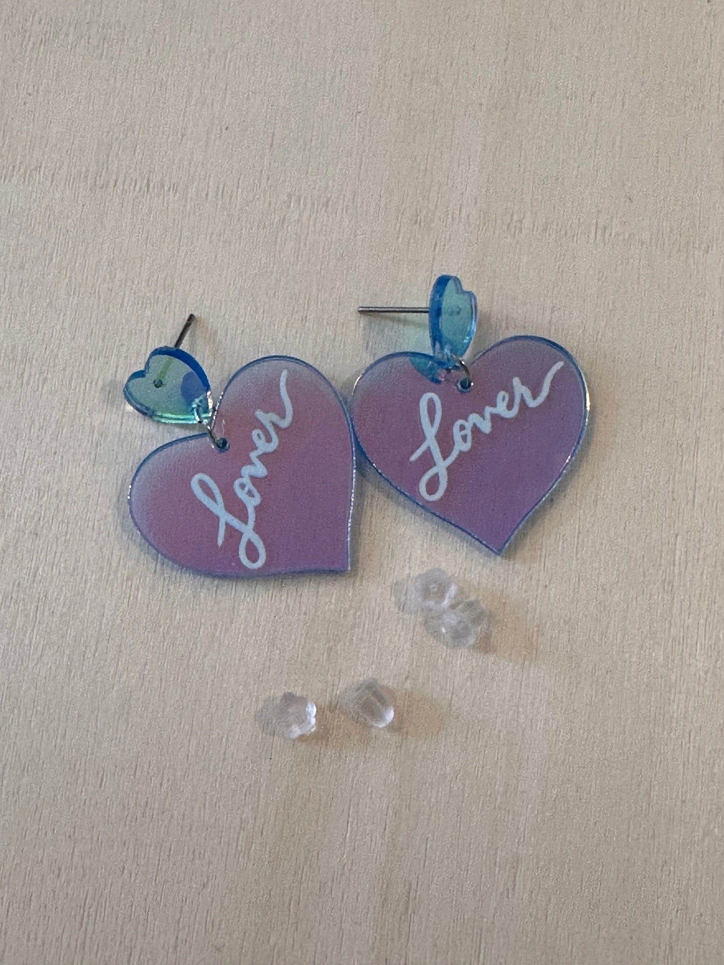Taylor Swift acrylic laser cut earrings that say Lover/ Swiftie/ jewelry