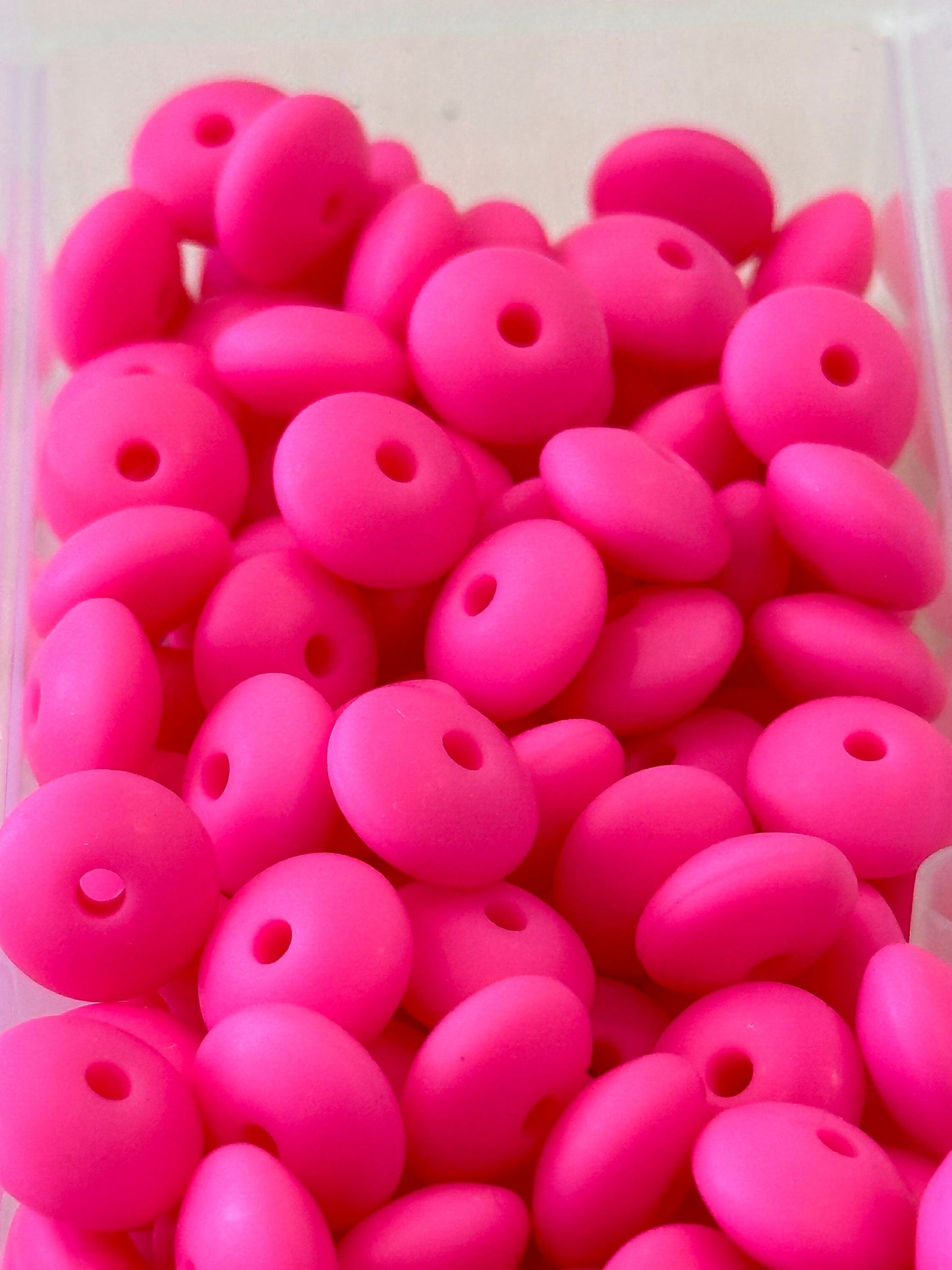 Hot pink spacer beads included/ jewelry/ beadable pen beads/ keychain bead/ DIY/ approximately 12mm/ silicone/ lentil bead
