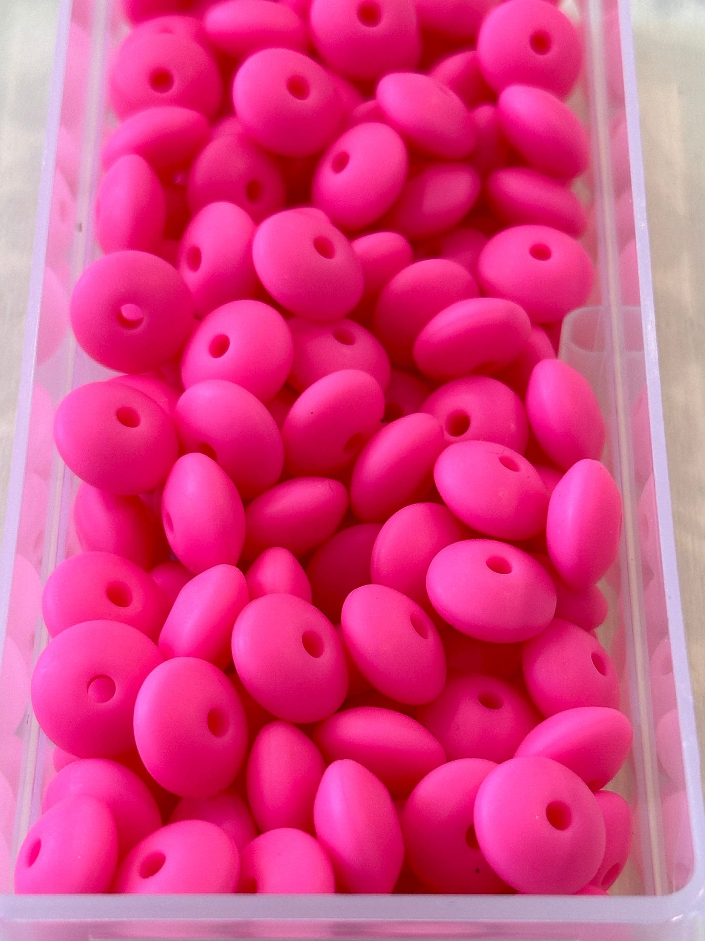 Hot pink spacer beads included/ jewelry/ beadable pen beads/ keychain bead/ DIY/ approximately 12mm/ silicone/ lentil bead