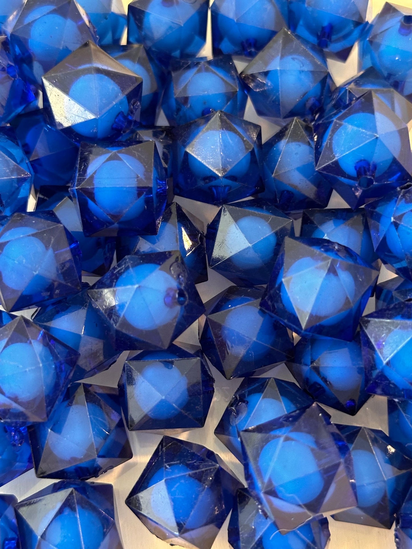Deep blue beads included/ loose acrylic double layer beads /Perfect for pen beading /jewelry/ octagon shaped
