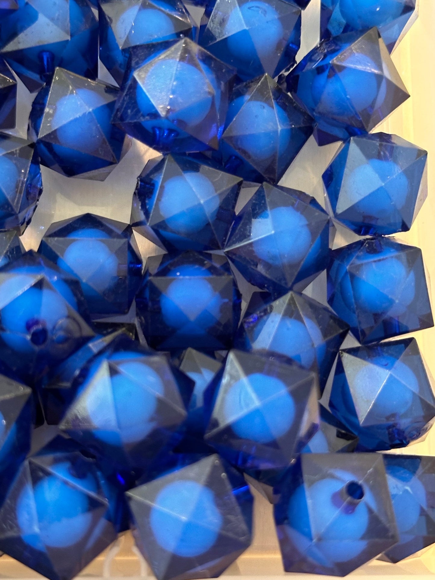 Deep blue beads included/ loose acrylic double layer beads /Perfect for pen beading /jewelry/ octagon shaped