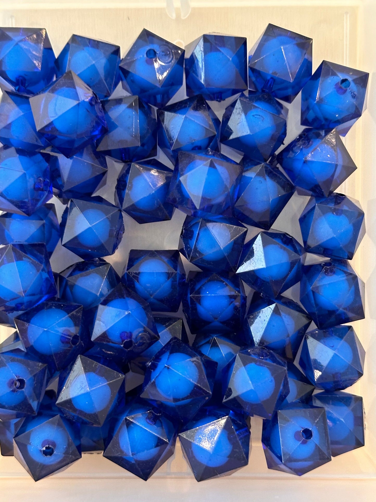 Deep blue beads included/ loose acrylic double layer beads /Perfect for pen beading /jewelry/ octagon shaped