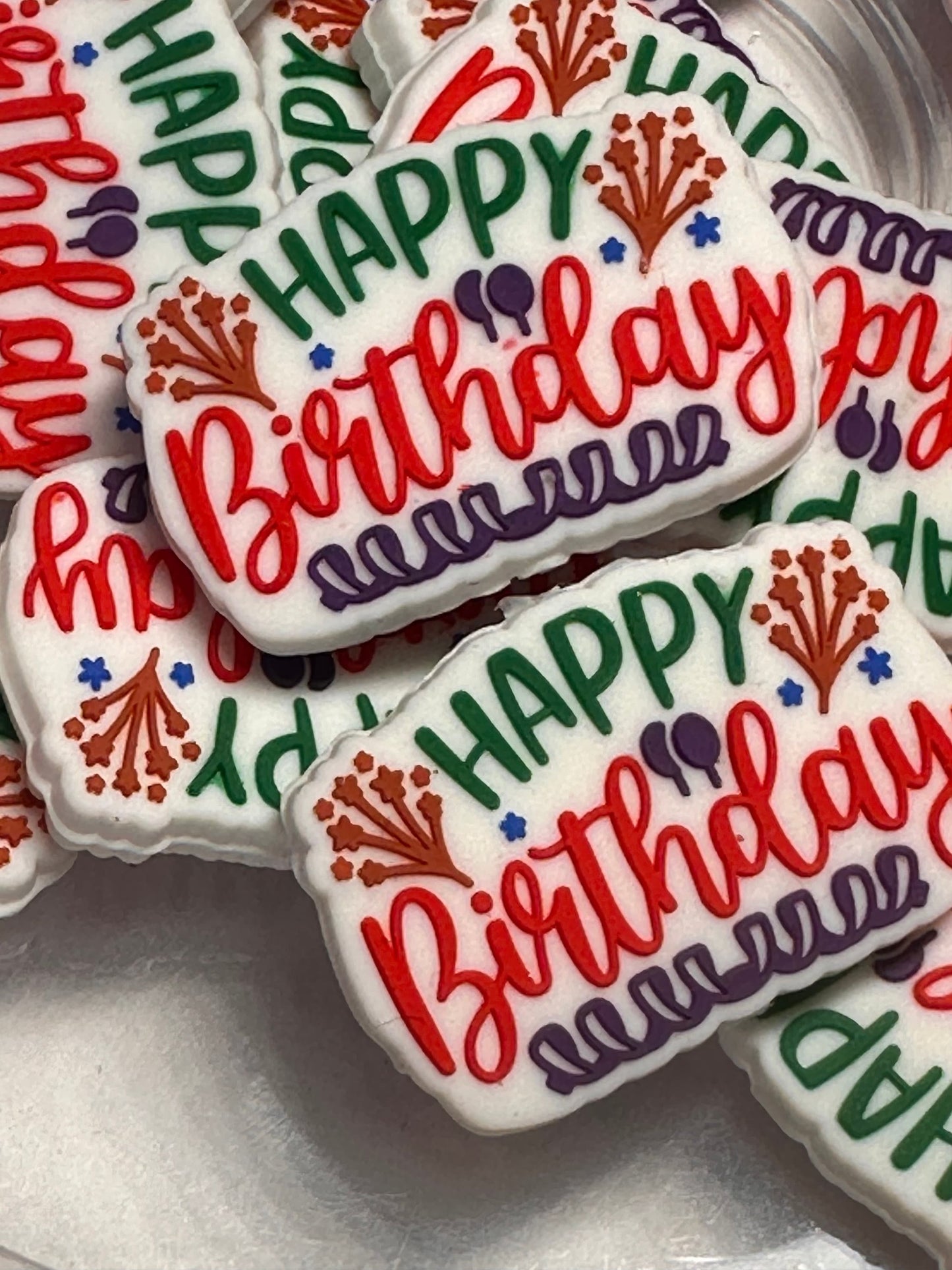 Birthday focal beads / Focal Bead/ beadable pen beads/ Silicone bead/ keychain bead/happy bd