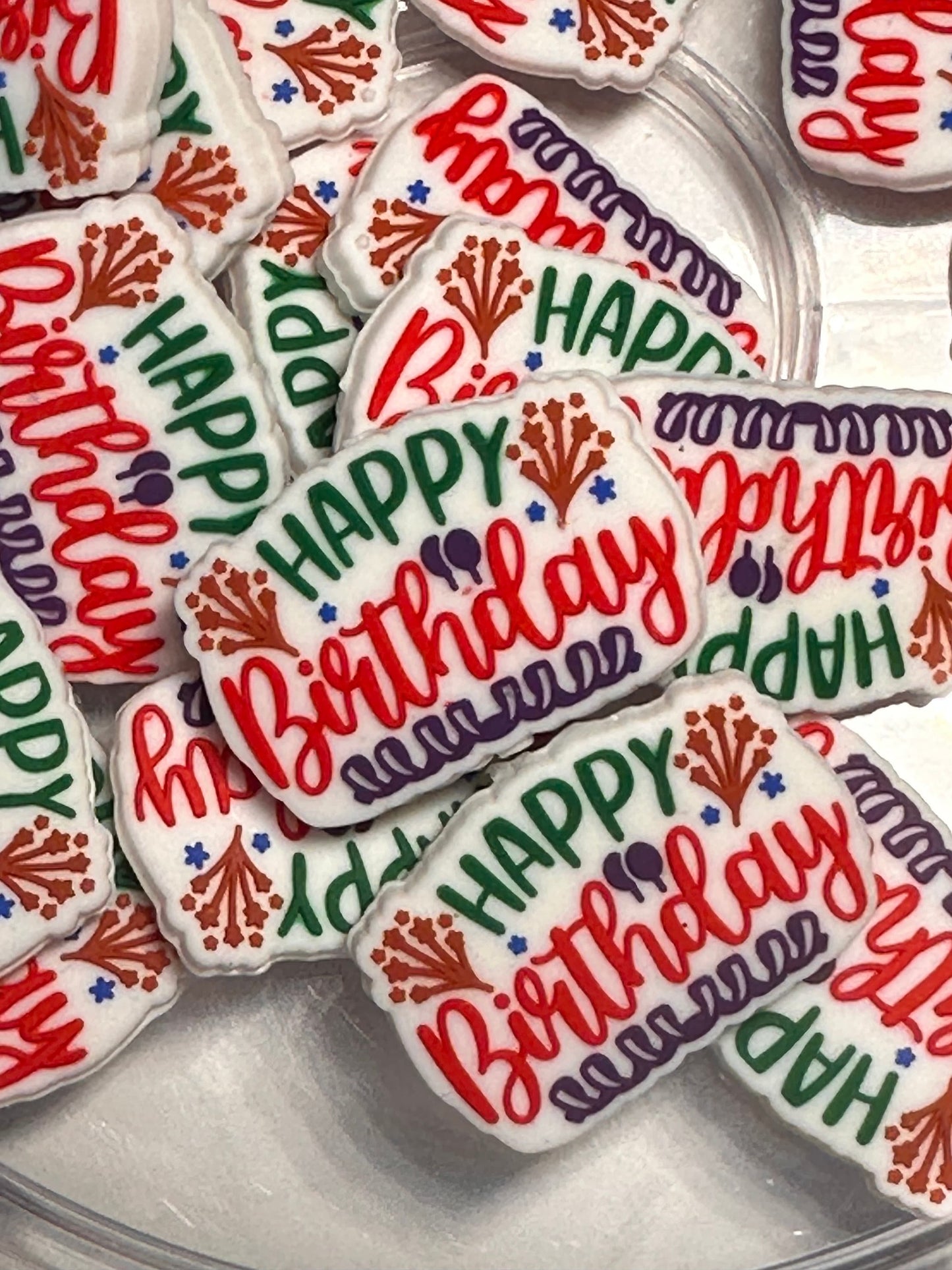Birthday focal beads / Focal Bead/ beadable pen beads/ Silicone bead/ keychain bead/happy bd