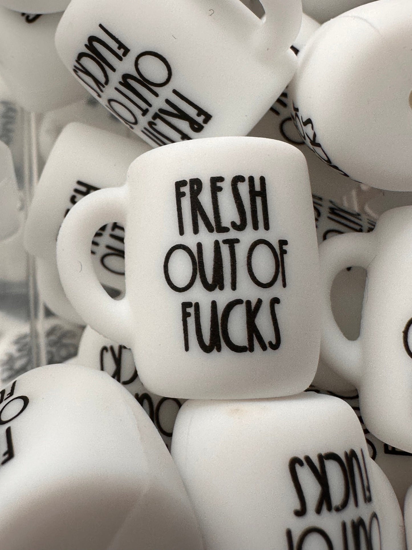 naughty bead/ mug Focal Bead/ beadable pen/ Silicone bead/ coffee cup/ keychain bead / naughty