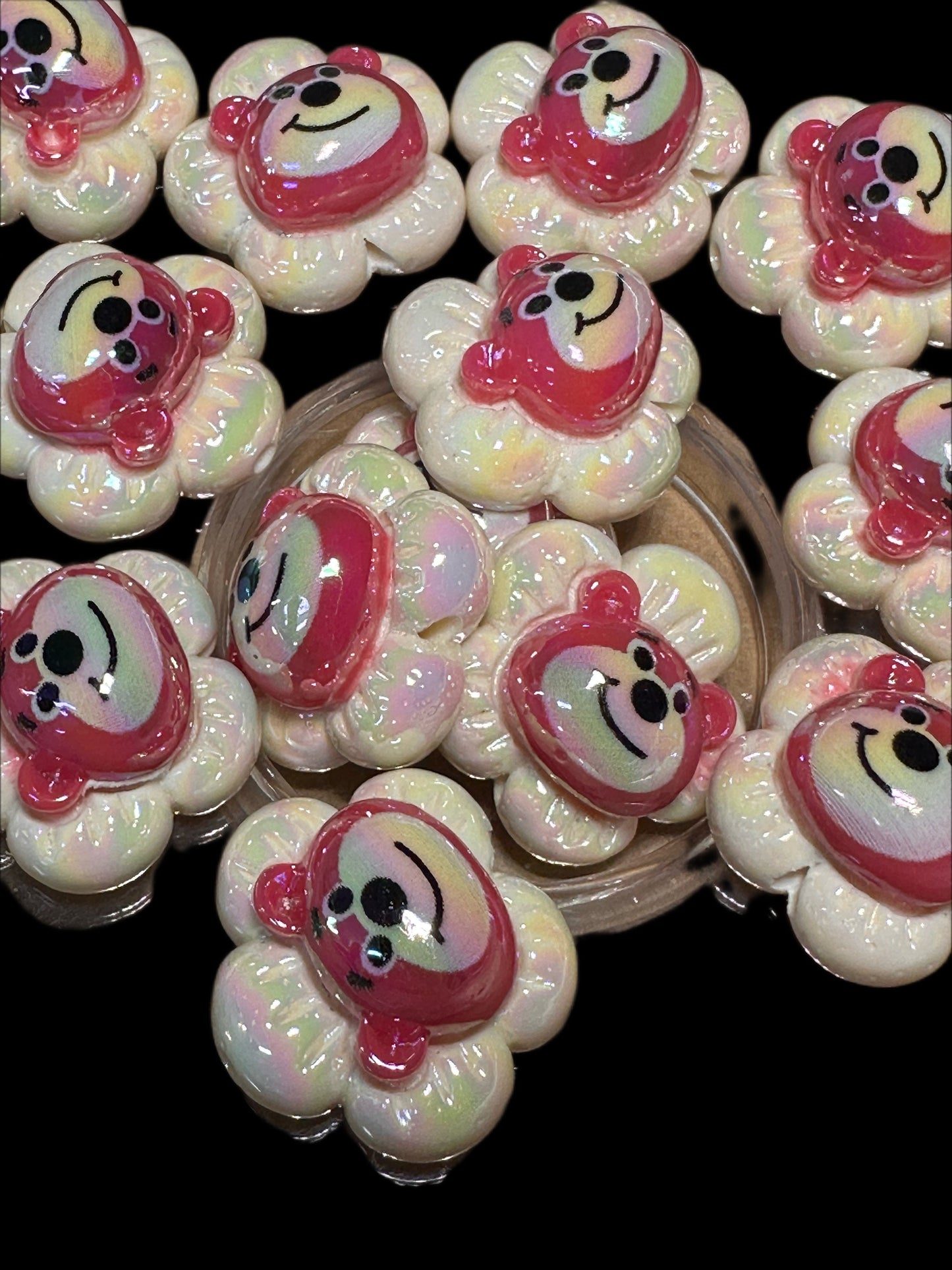 Bear acrylic beads / pen beading beads/ bling beads/ keychain beads/ DIY/ Five (5) included