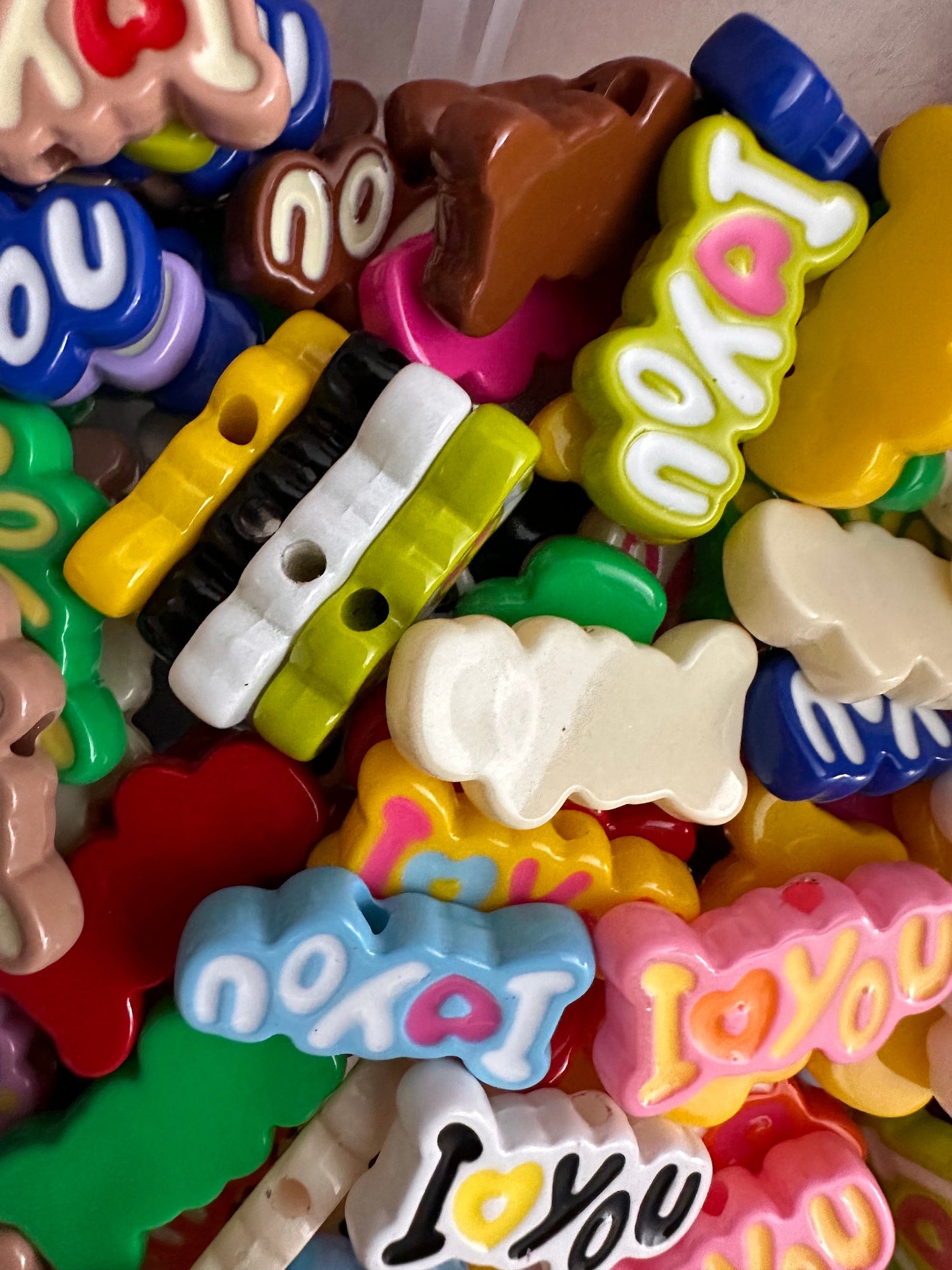 Colorful I love you beads / jewelry Beads/ beadable pen/ keychain bead/ acrylic