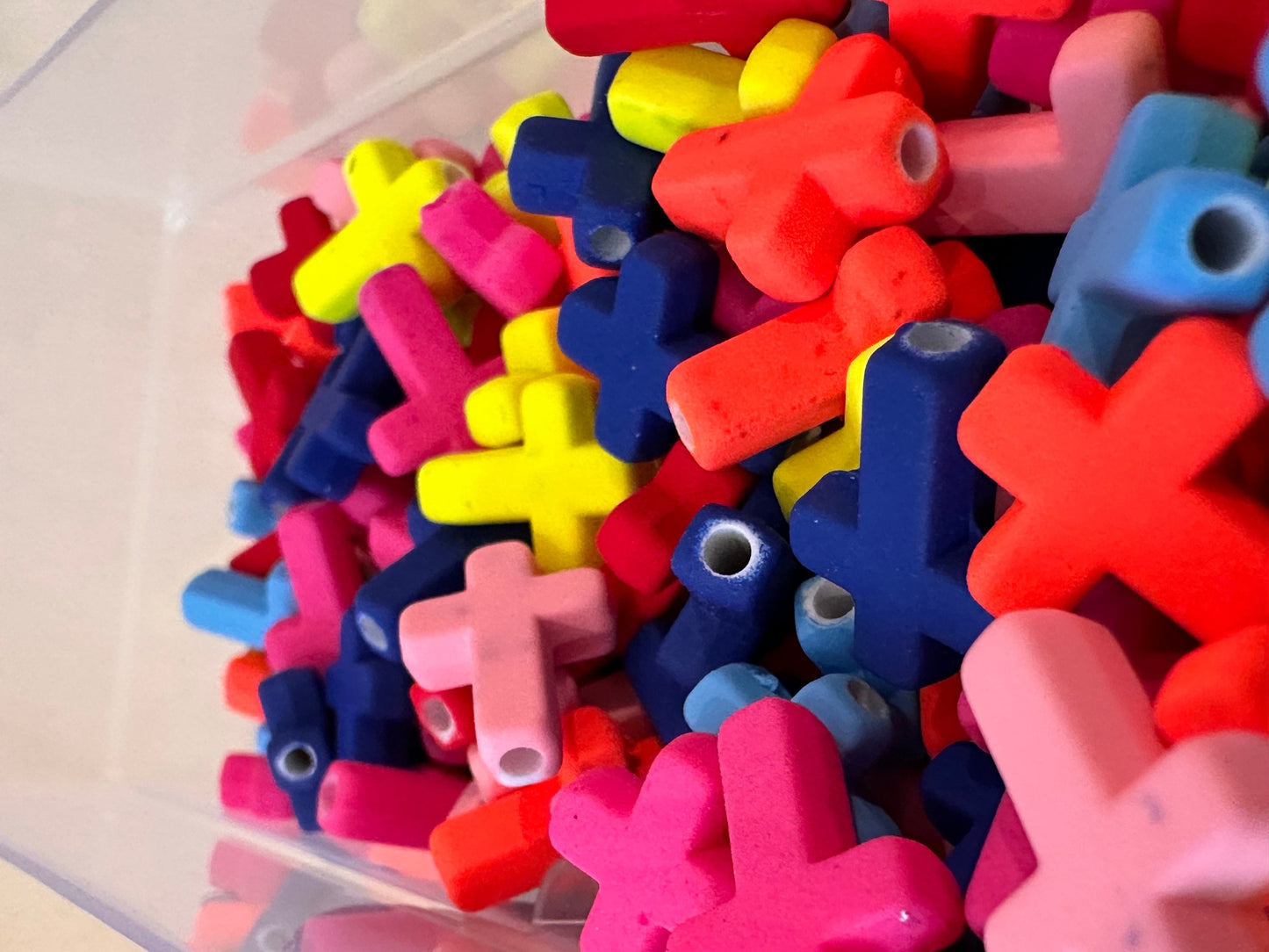 Bright colored Cross beads/Twenty (20)small beads included/ Mixed colors of loose acrylic beads/ Perfect for pen beading and jewelry DIY/ small beads