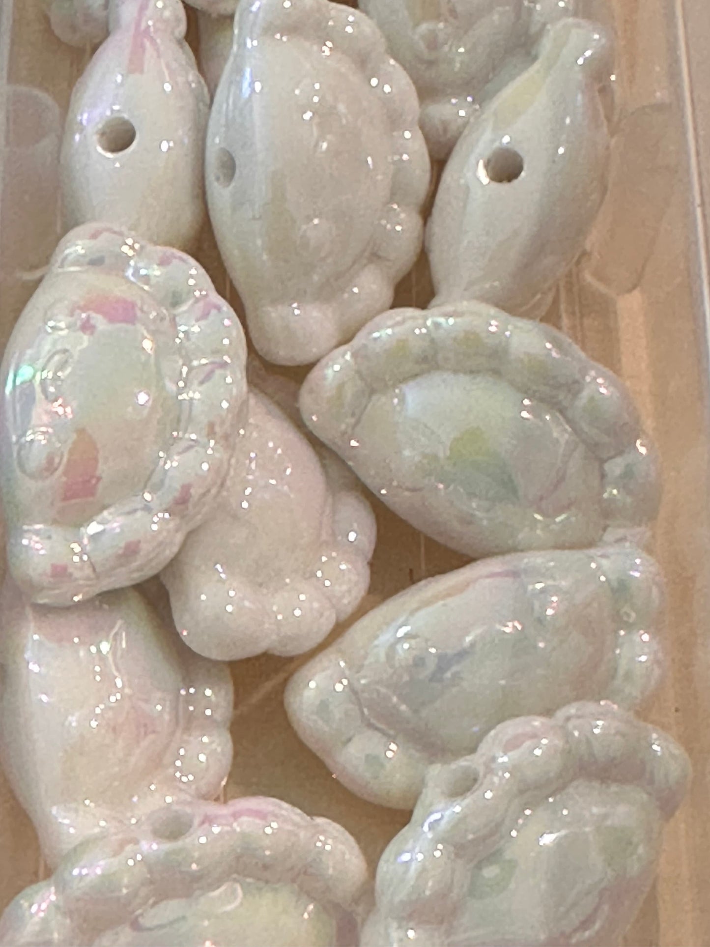 Ten (10) acrylic empanada, dumplings, pastry shaped beads included/ Bead/ beadable pen/ keychain bead/