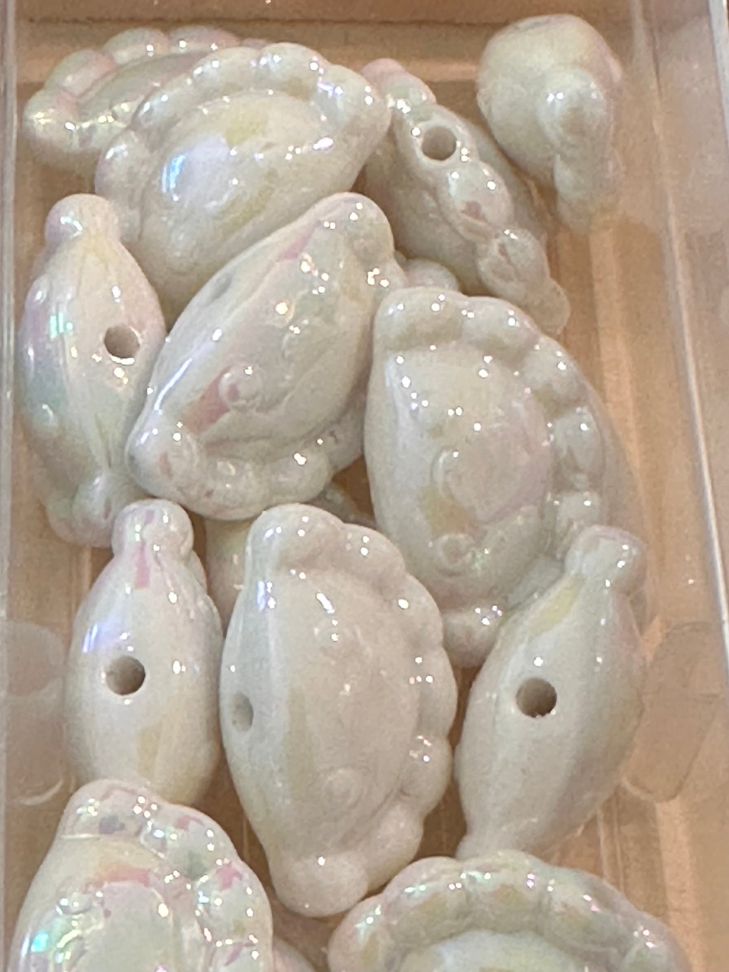 Ten (10) acrylic empanada, dumplings, pastry shaped beads included/ Bead/ beadable pen/ keychain bead/