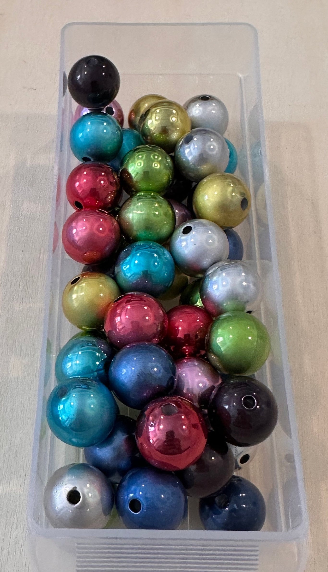 Ten (10) assorted color beads included/ metallic Bead/ beadable pen/ keychain bead/round 16mm bead/Color mix beads/