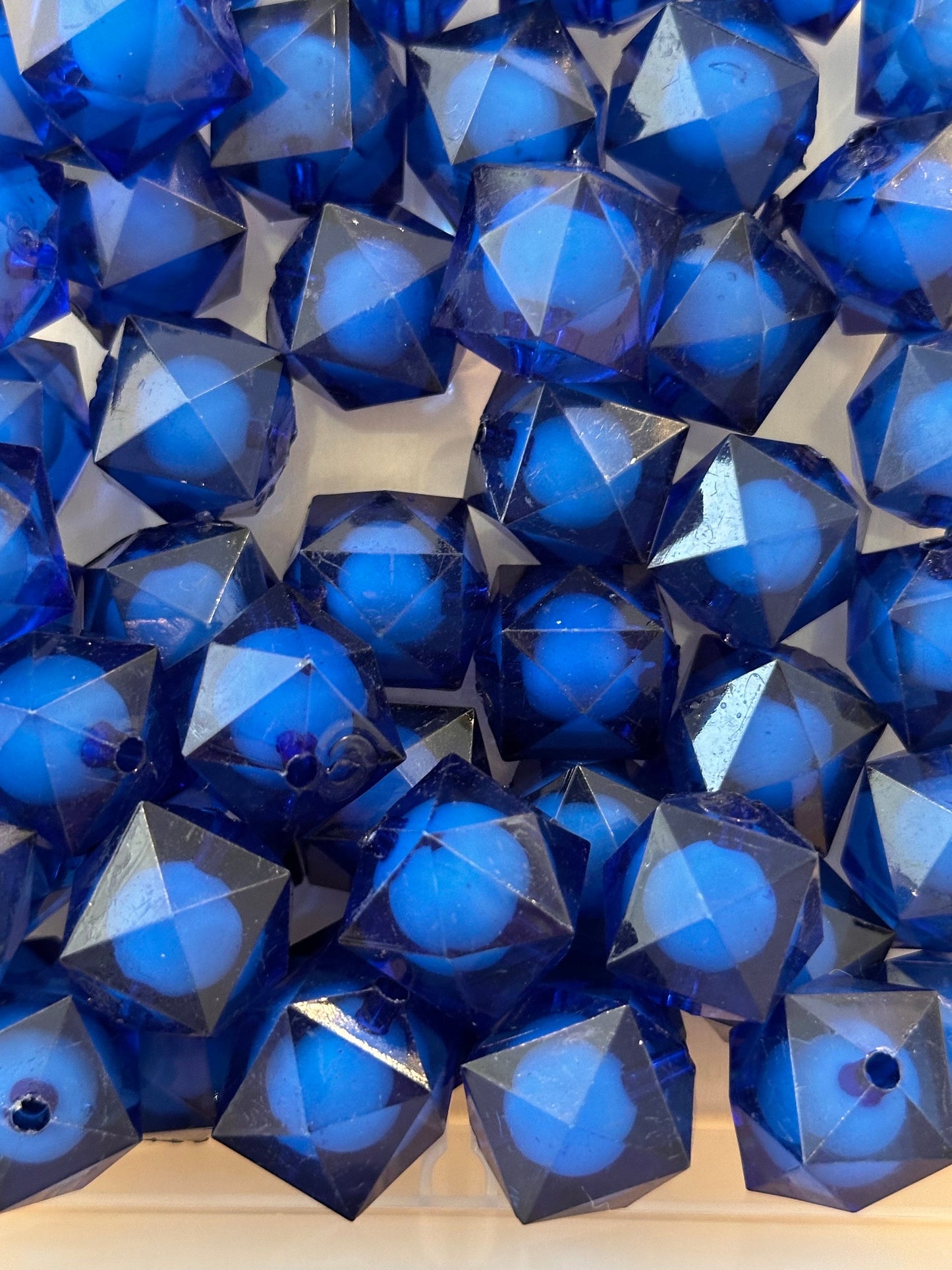 Deep blue beads included/ loose acrylic double layer beads /Perfect for pen beading /jewelry/ octagon shaped