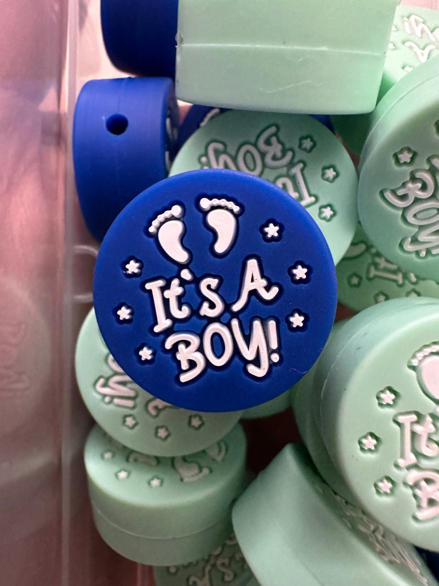 Gender Reveal Focal Bead/ beadable pen/ Silicone bead/ keychain bead/DIY/ it’s a boy!