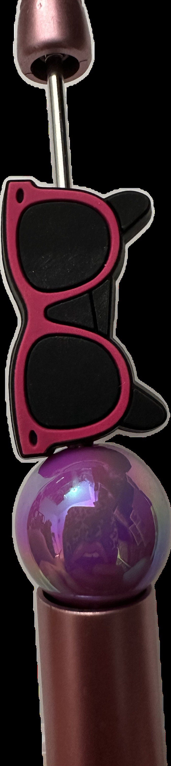 Sunglasses focal bead/ beadable pen/ Silicone bead/ keychain bead/DIY/ Sun/ sunglasses/ summer/ hole is side to side/not for pens