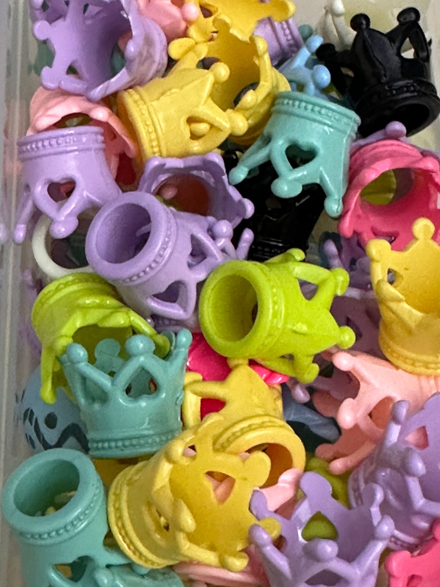Plastic crown shaped beads included/unique beads/ beadable pen/ keychain bead/assorted colors/