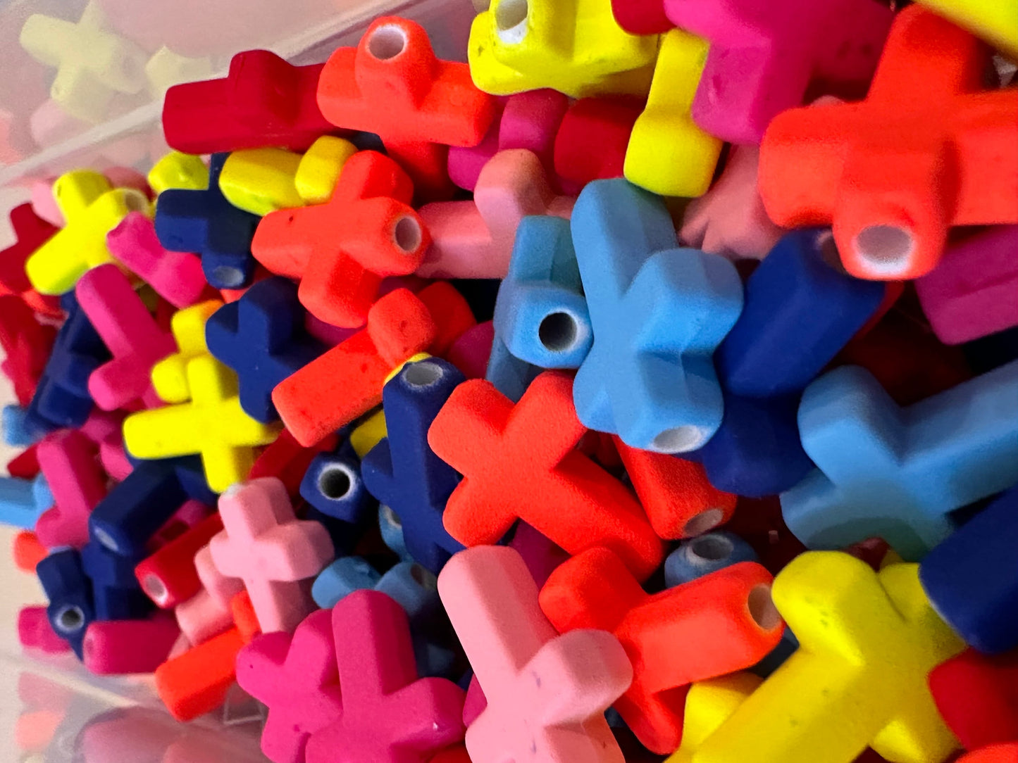 Bright colored Cross beads/Twenty (20)small beads included/ Mixed colors of loose acrylic beads/ Perfect for pen beading and jewelry DIY/ small beads