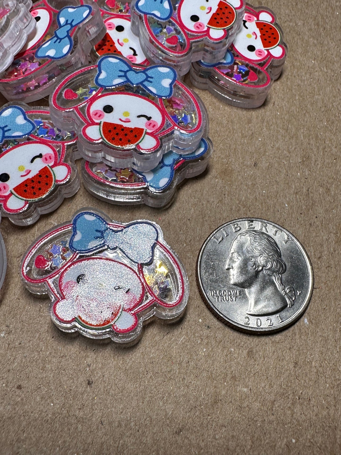 Five (5) small shakers/ acrylic pieces/ badge reel/ acrylic shakers/ DIY/ glitter shaker/ shaker box/ phone case decor/Shaker #4