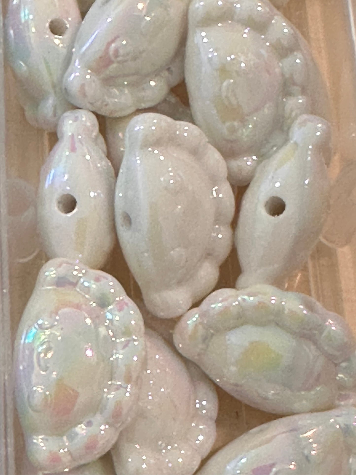Ten (10) acrylic empanada, dumplings, pastry shaped beads included/ Bead/ beadable pen/ keychain bead/