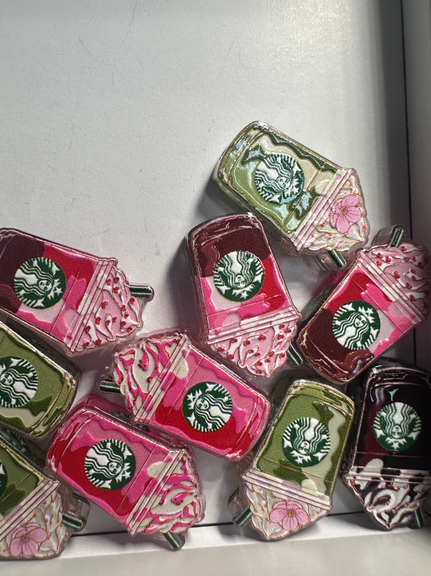 Coffee drink Acrylic focal bead- set of 2/ focal bead/ pen beading / keychain bead