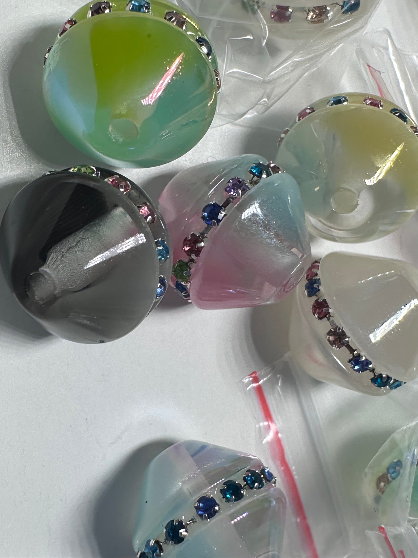 Rhinestone Trim Acrylic Cone Beads – Set of 5