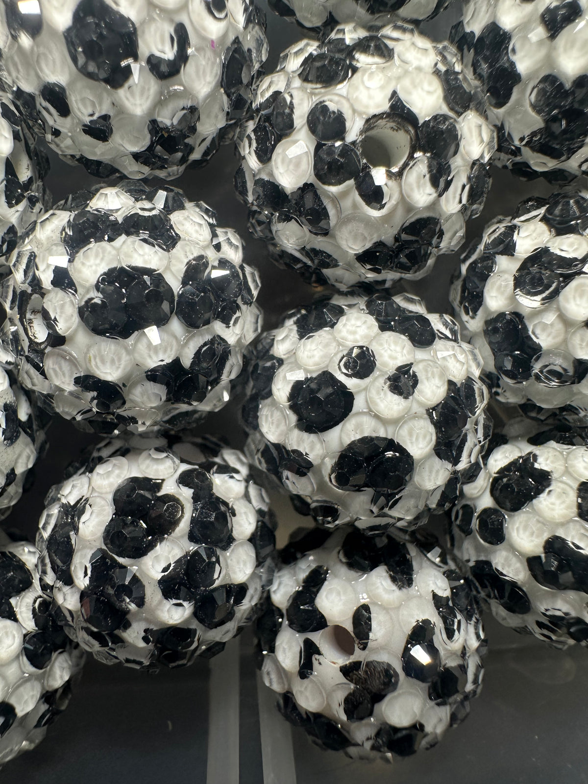 CowSpots Rhinestone Bead/Set of five beads-fits beadable pen/ Fancy bead/ keychain bead/ Farm 20mm