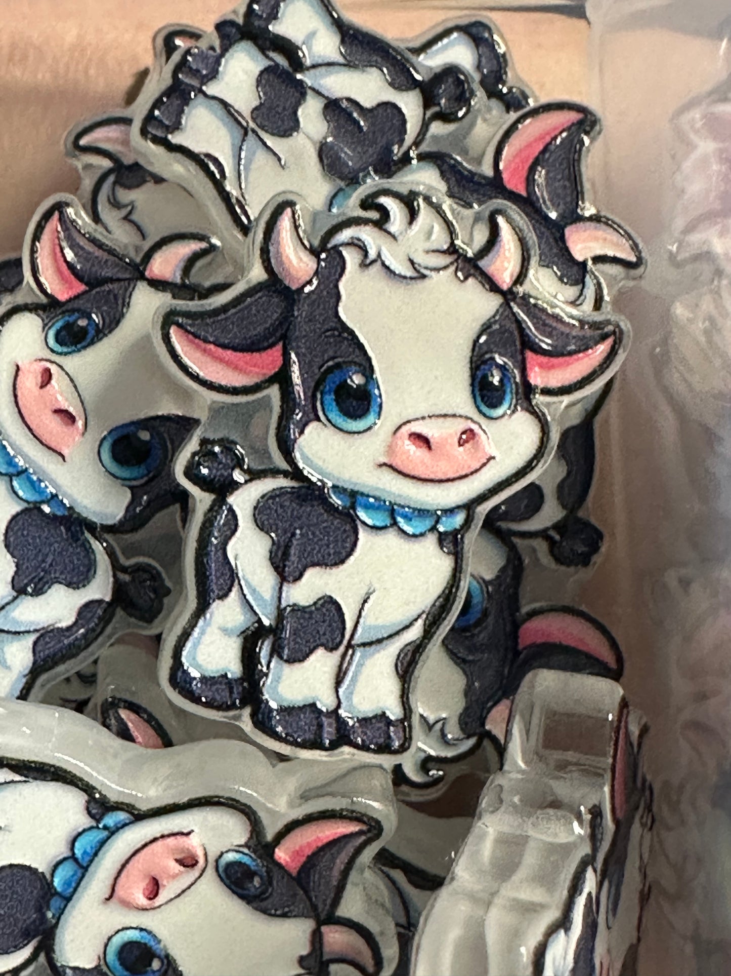 Cute cow acrylic focal bead- set of 2/ focal bead/ pen beading / keychain bead/