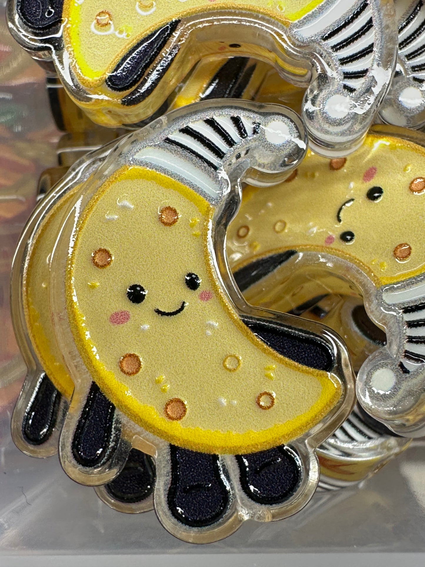 Yellow moon acrylic focal bead- set of 2/ focal bead/ pen beading / keychain bead/ sleepy time
