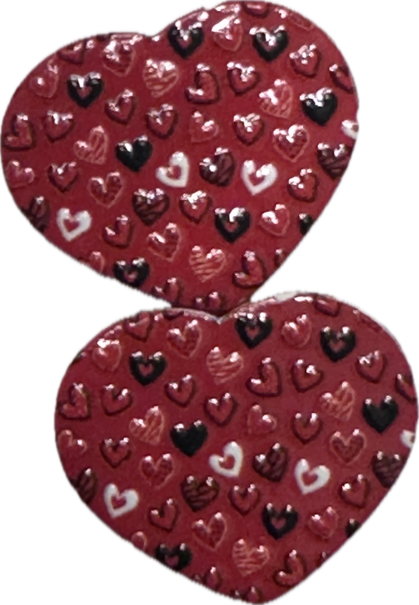Heart shaped acrylic focal bead- set of 2/ focal bead/pink double c/ pen beading / keychain bead/ Valentines bead
