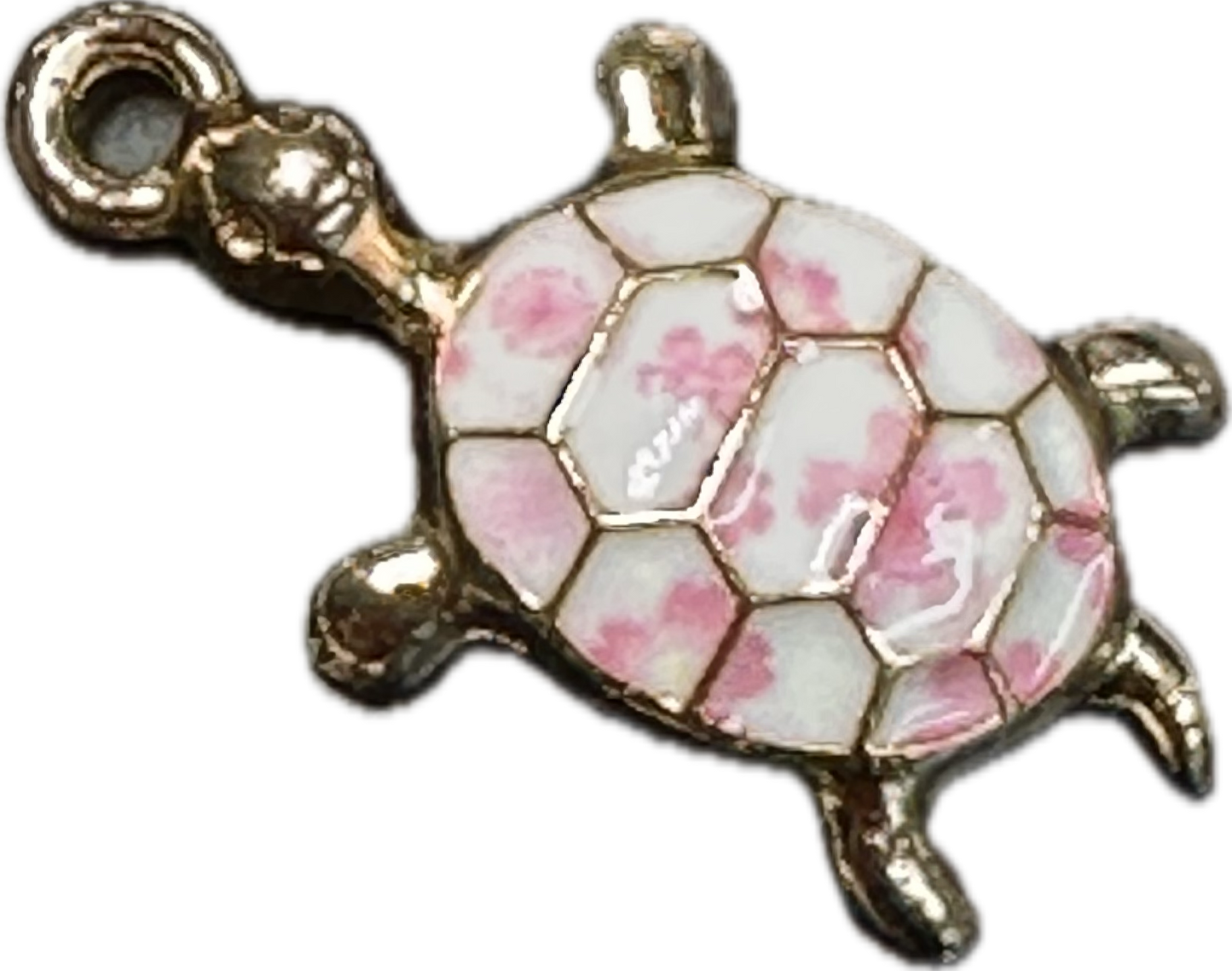Pink enameled metal turtle charm/ DIY-earrings,necklace,charm bracelet/ sea turtle