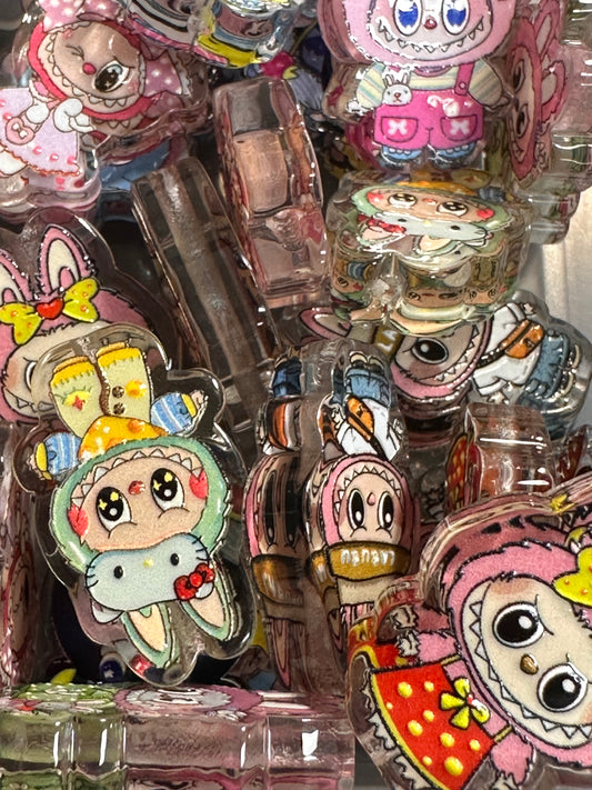 Labubu monster acrylic beads/Five (5) pendants included / keychain DIY/pen beads