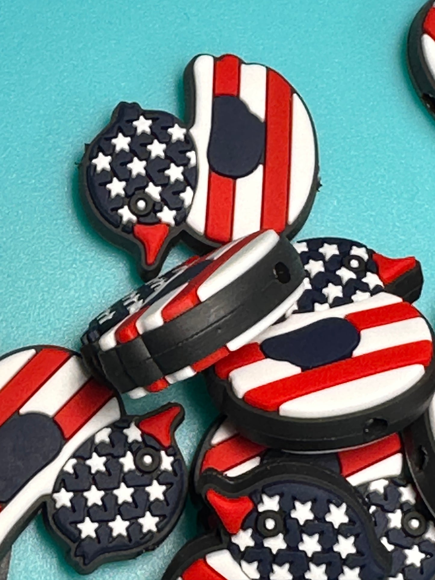 Patriotic Duck duck silicone focal bead/ ducked/ ducking