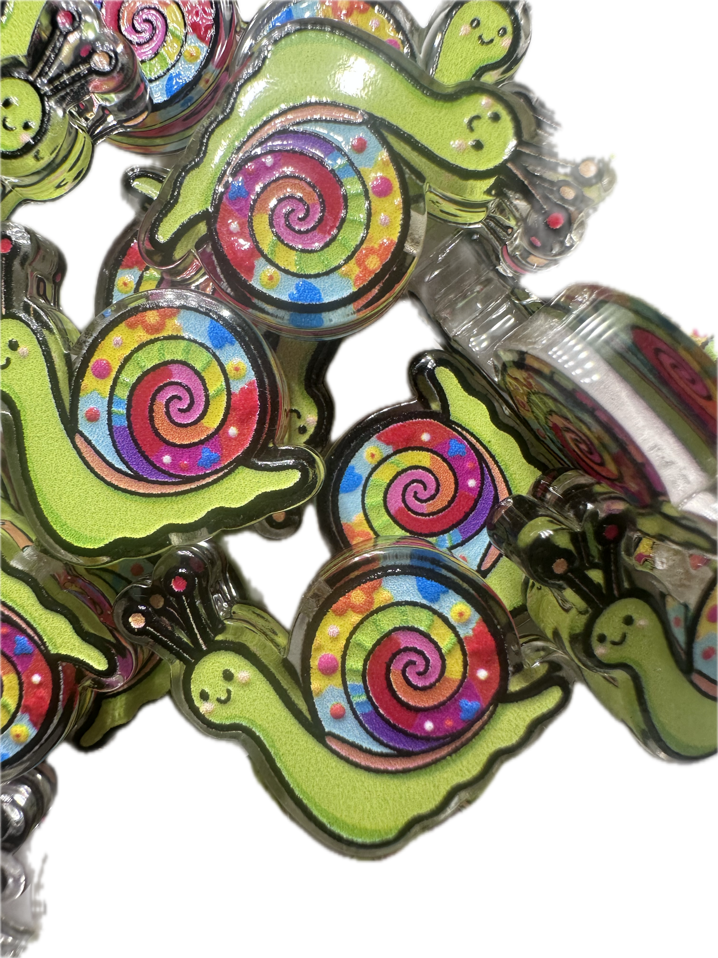 Colorful snail acrylic focal bead- set of 2/ focal bead/ pen beading / keychain bead/