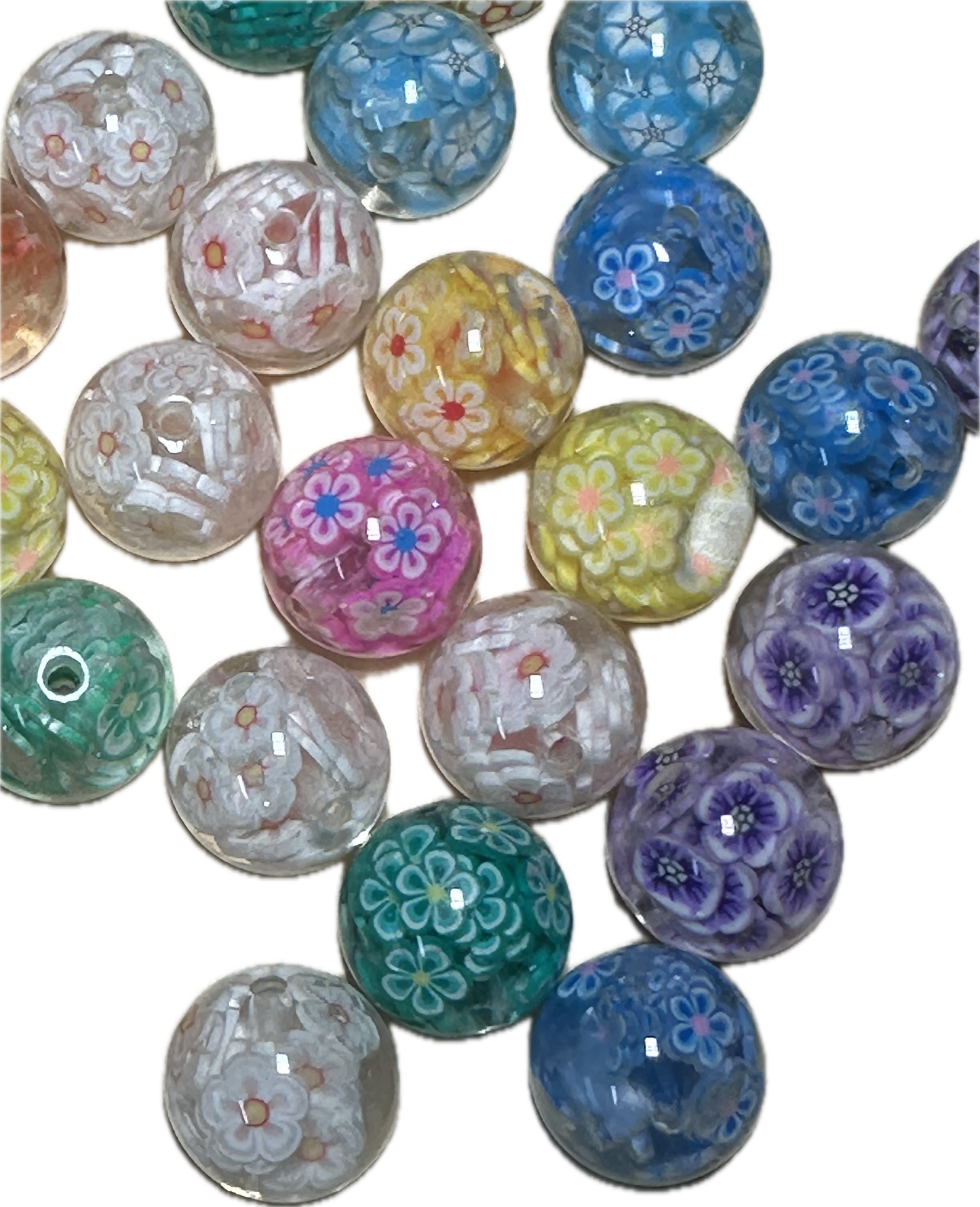 16mm resin beads with assorted color hearts inside/ set of ten (10) 16mm beads/ infused beads/ pen beading beads/ beautiful / keychain beads/ DIY
