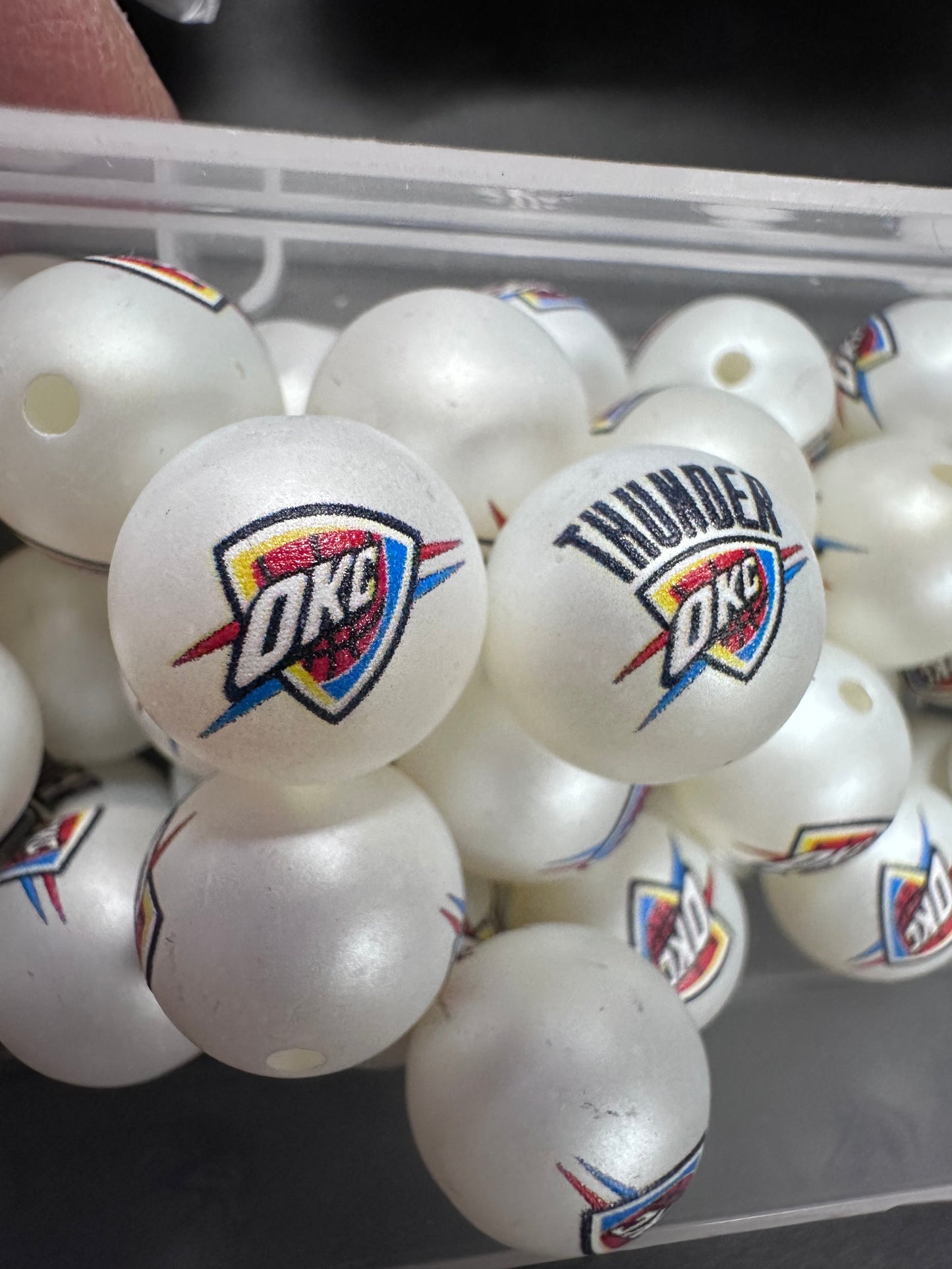 OKC Thunder 16mm Sports Print Beads • Set of 10 • Great for Pens, Keychains & Crafts-