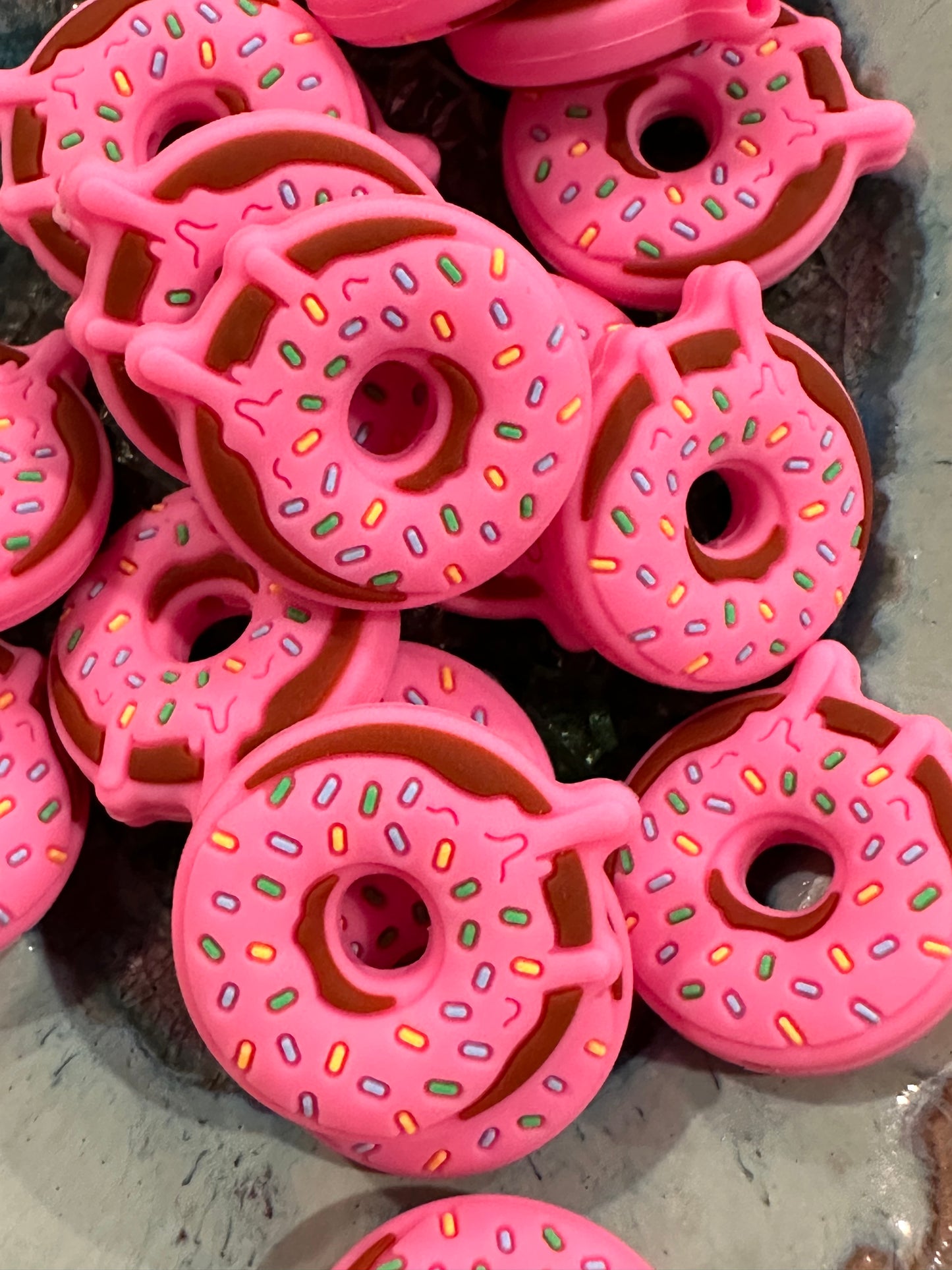 Pink donut focal bead