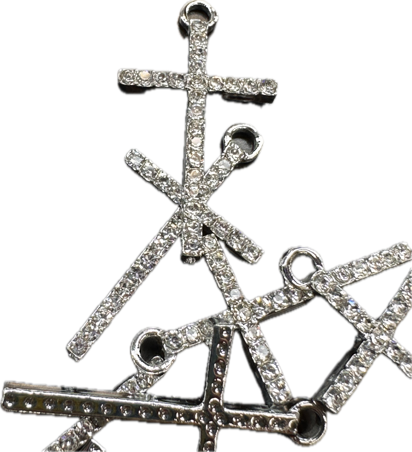 Rhinestone Cross Charms – Silver Color Pendants (1, 5, or 10 Pieces