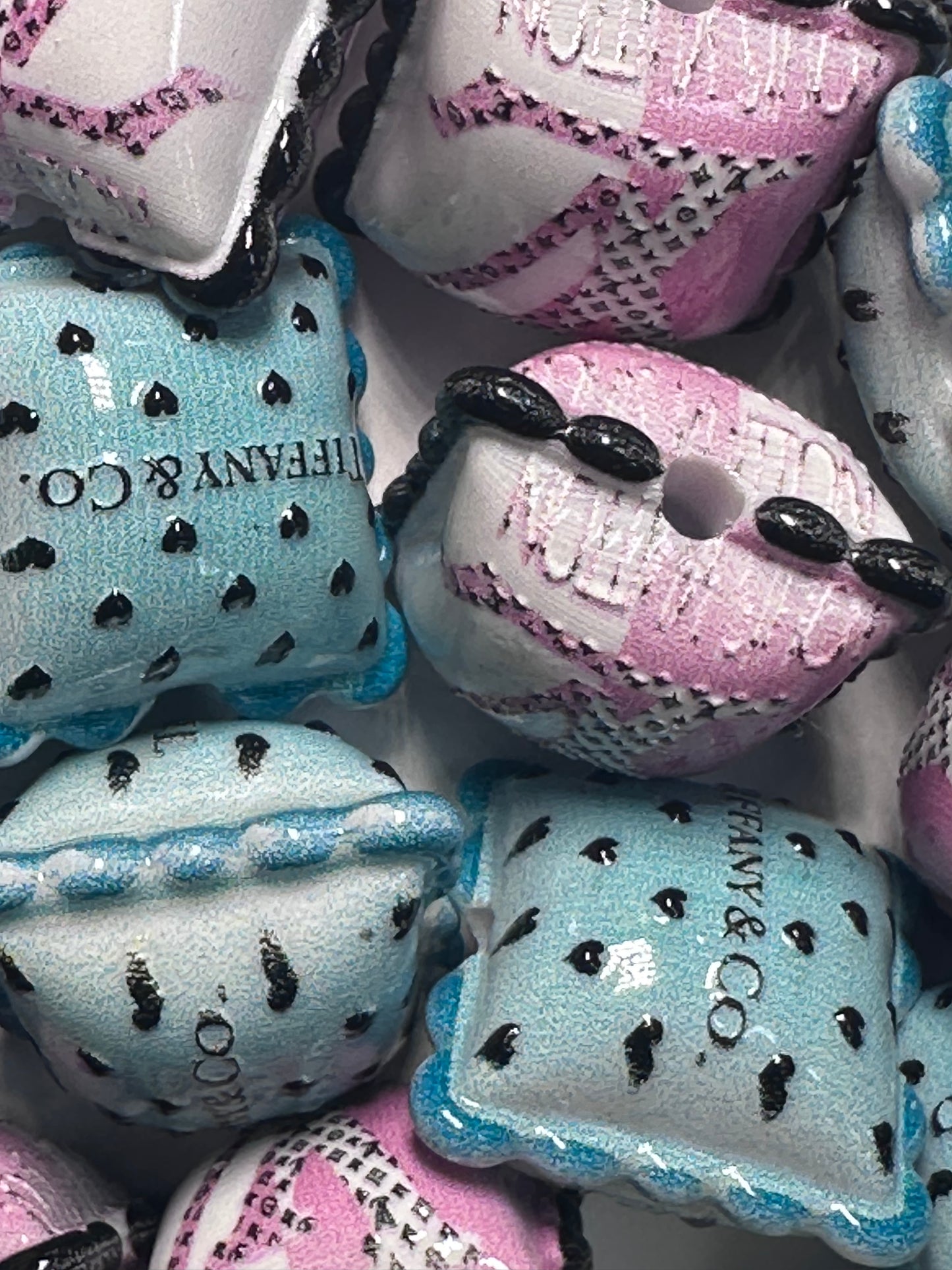 Design Pillow acrylic focal bead- set of 2/ focal bead/ pen beading / keychain bead/