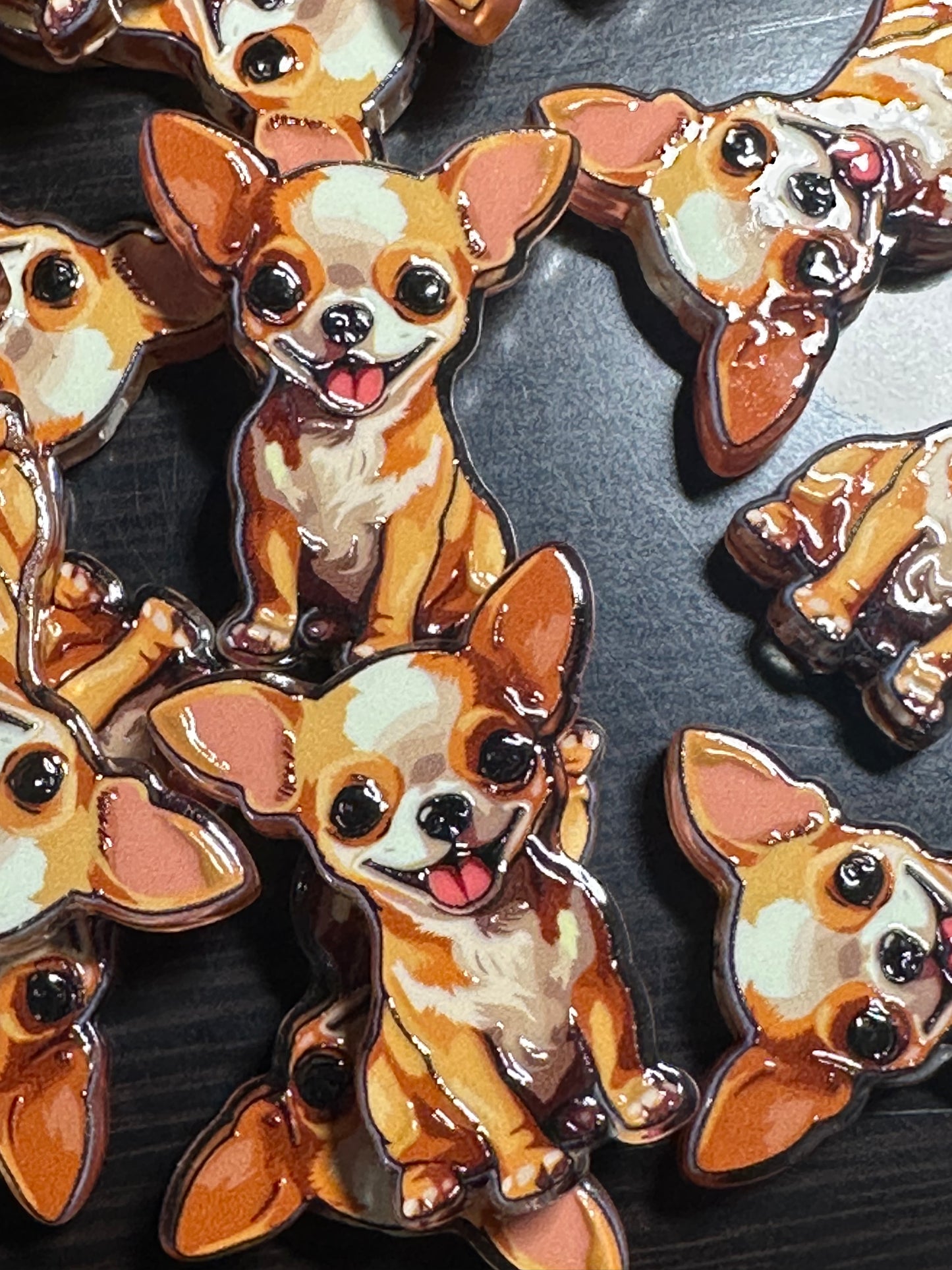Chihuahua dog acrylic focal bead- set of 2/ focal bead/ pen beading / keychain bead/