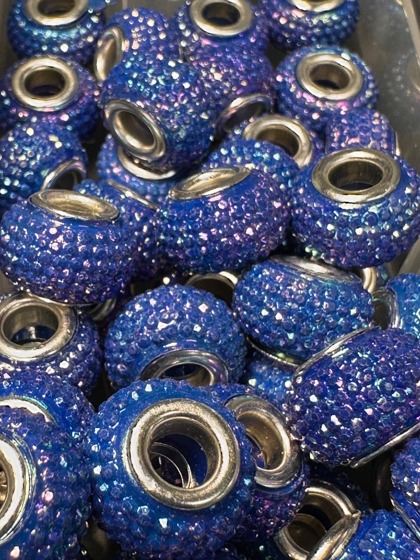 Rhinestone fancy spacer beads-Dark Blue / jewelry/ beadable pen beads/ keychain bead/ DIY/