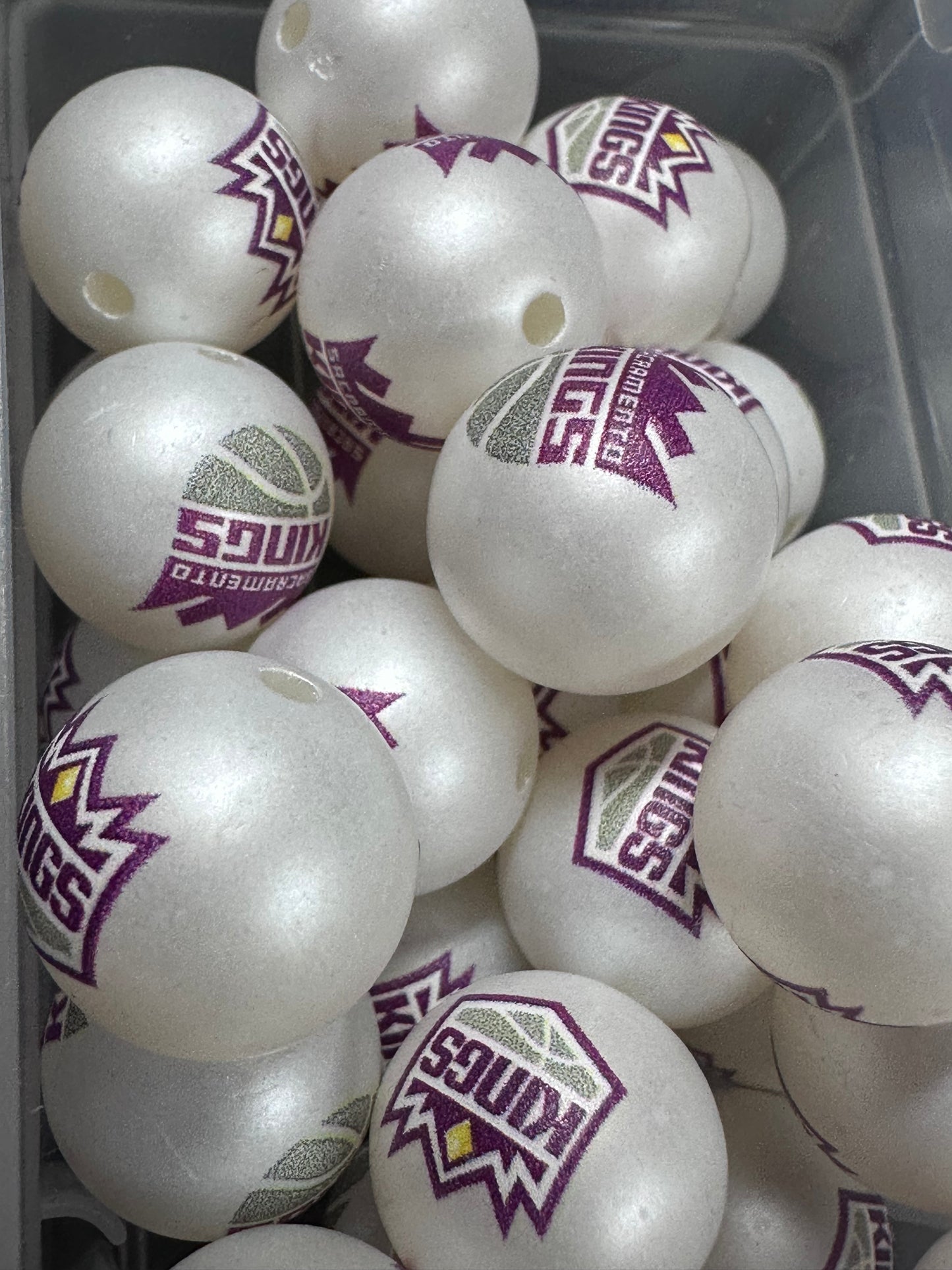 Sacramento Kings 16mm Sports Print Beads • Set of 10 • Great for Pens, Keychains & Crafts-