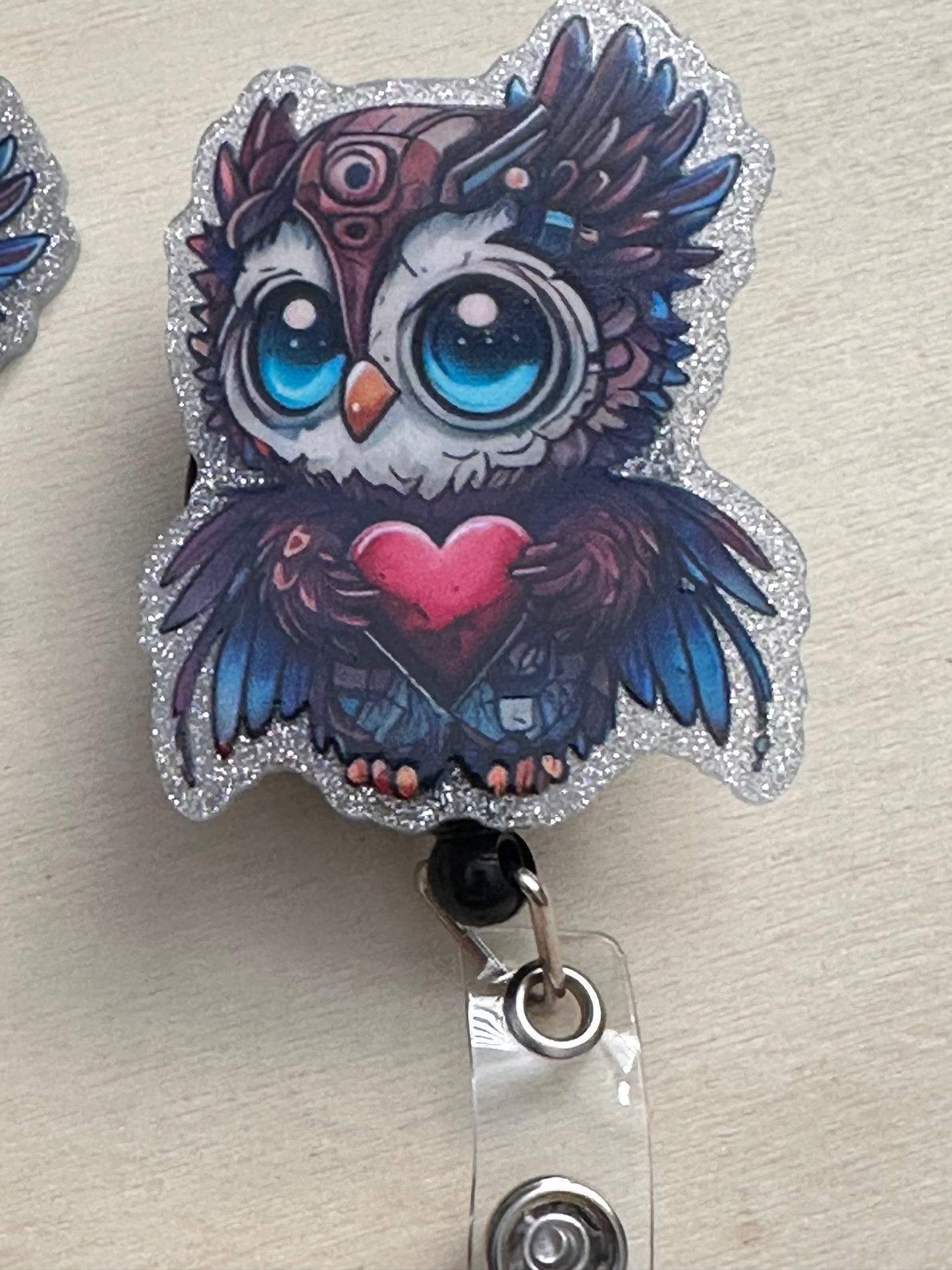 Three (3) cute owl Badge Reel acrylic pieces/ cute print/ badge reel/ owl bird  badge acrylic