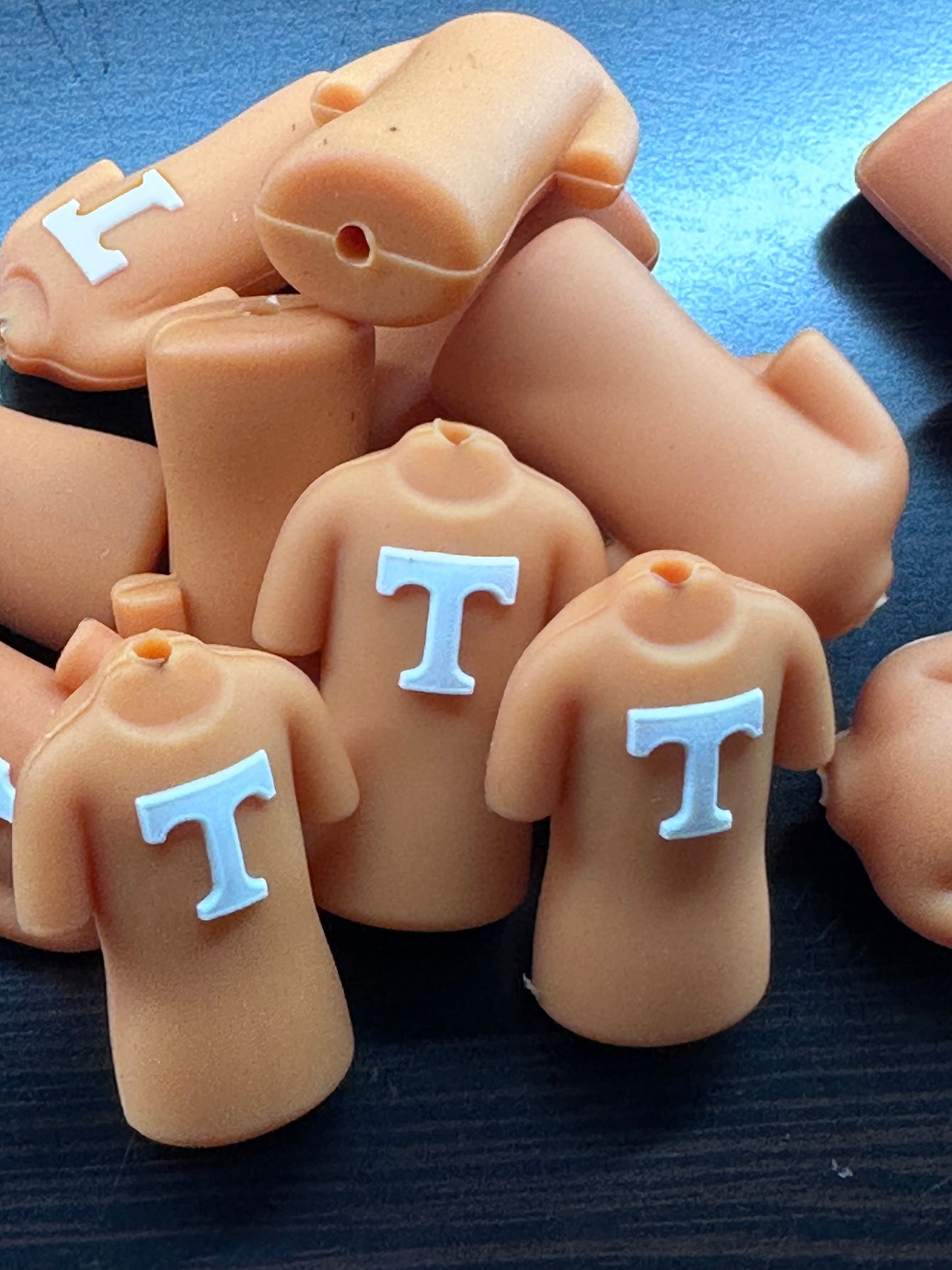 3D Tennessee volunteers focal beads/ NFL / Football Jersey shaped Focal Bead/ beadable pen/ Silicone  bead/ keychain bead