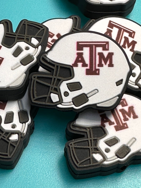 Texas A&M focal beads/ NFL /  Focal Bead/ beadable pen/ Silicone  bead/ keychain bead / Football/ helmet/